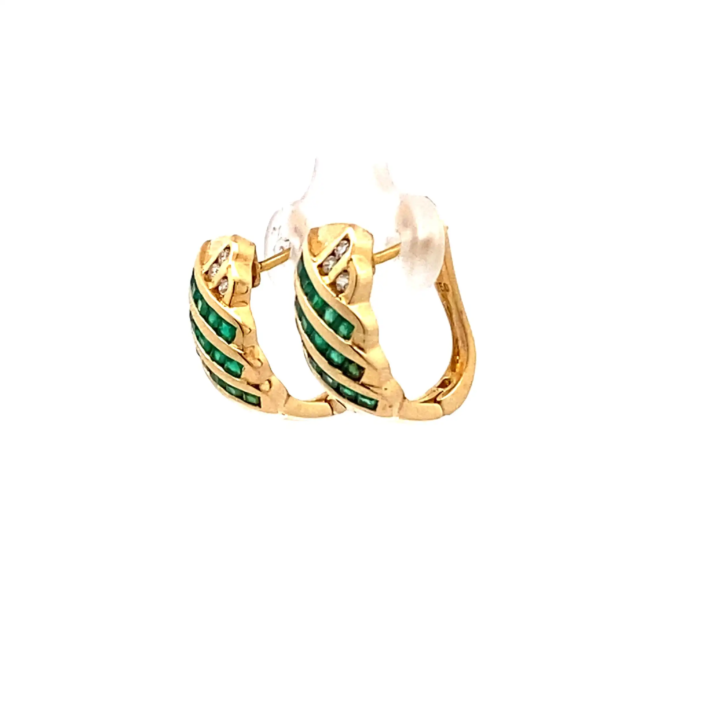 Ohrringe Gelbgold mit Zirkonia und grünen Farbsteinen