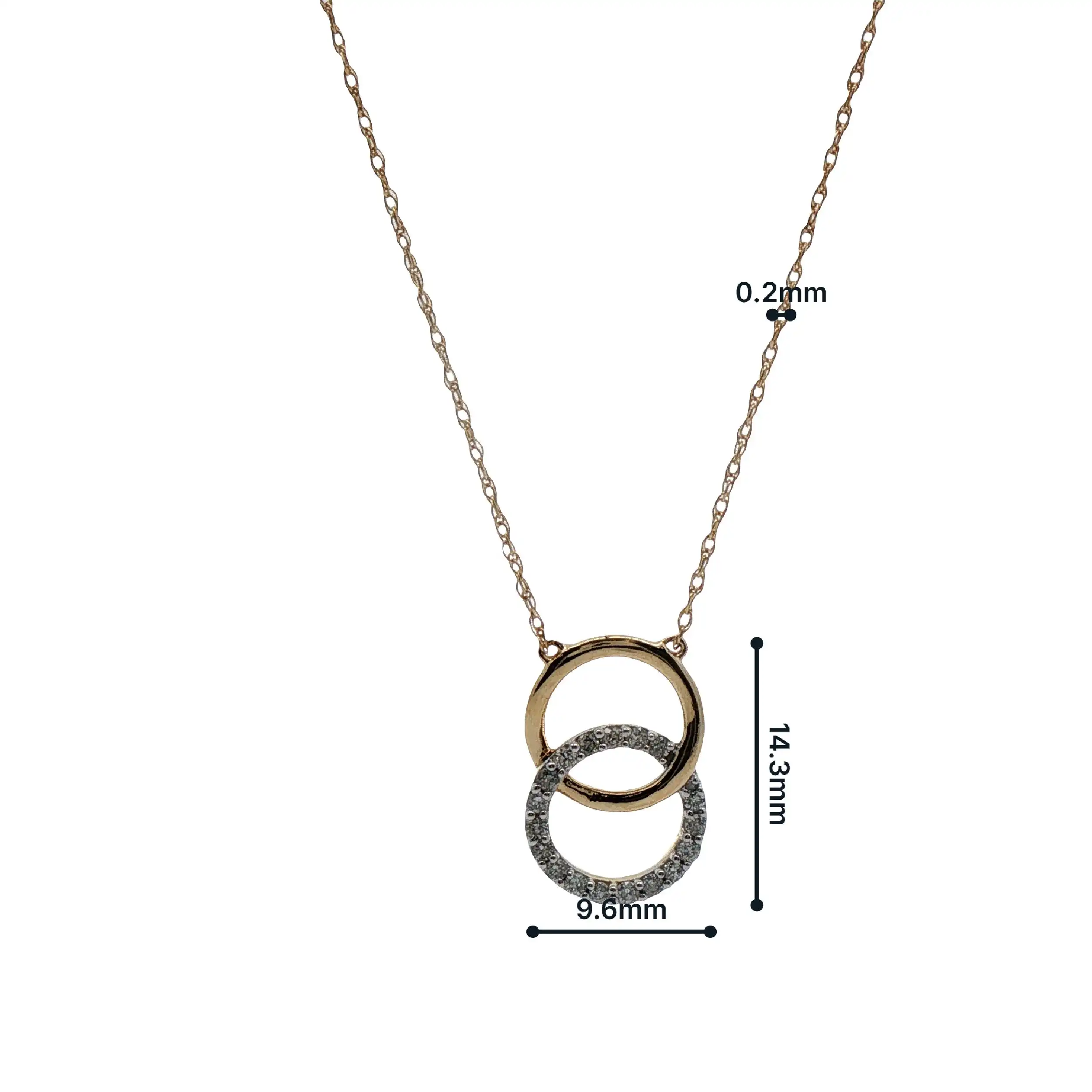 Kette Gelbgold mit festem doppelten Ringanhänger und Brillanten