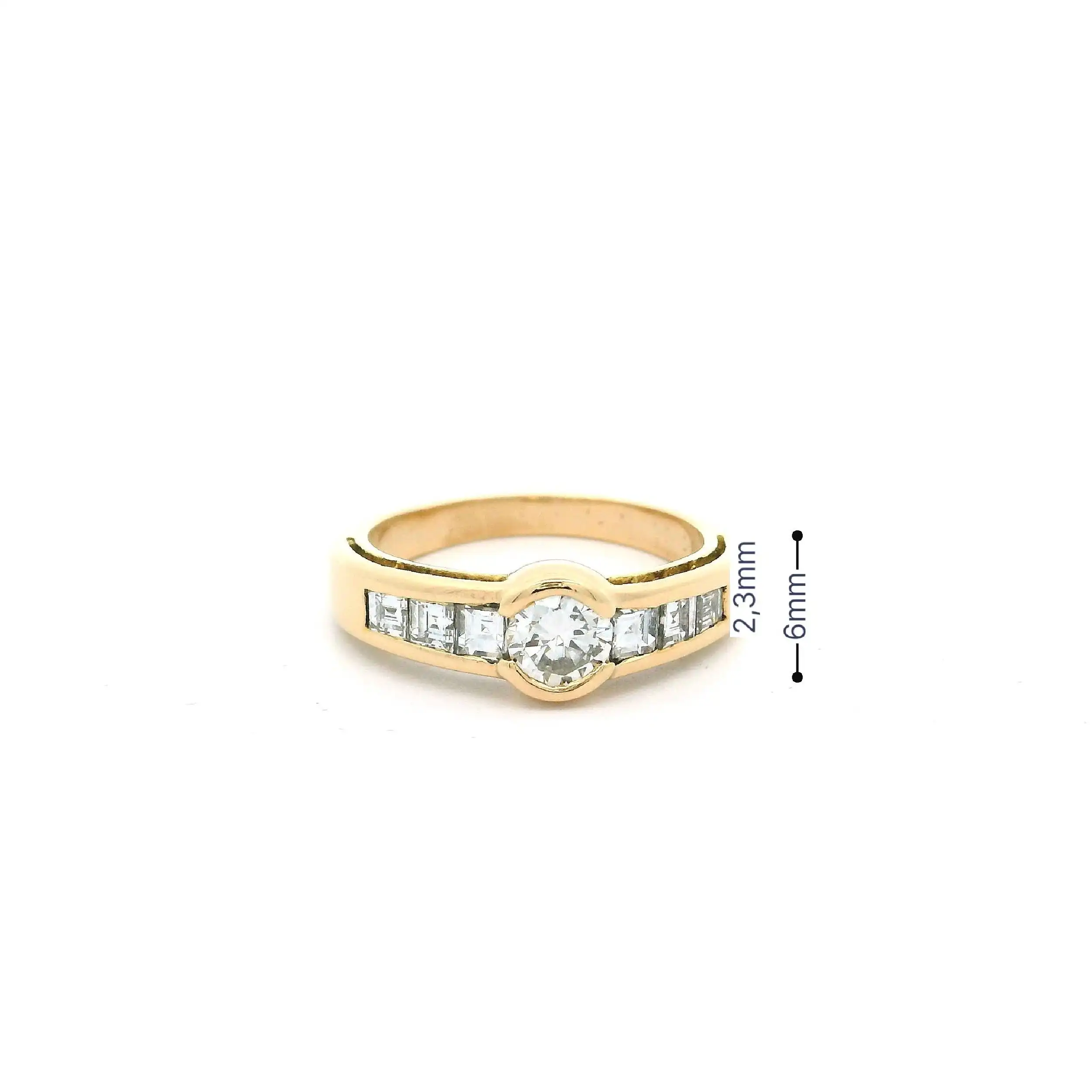 Ring Gelbgold mit Carée-Brillanten & Brillant