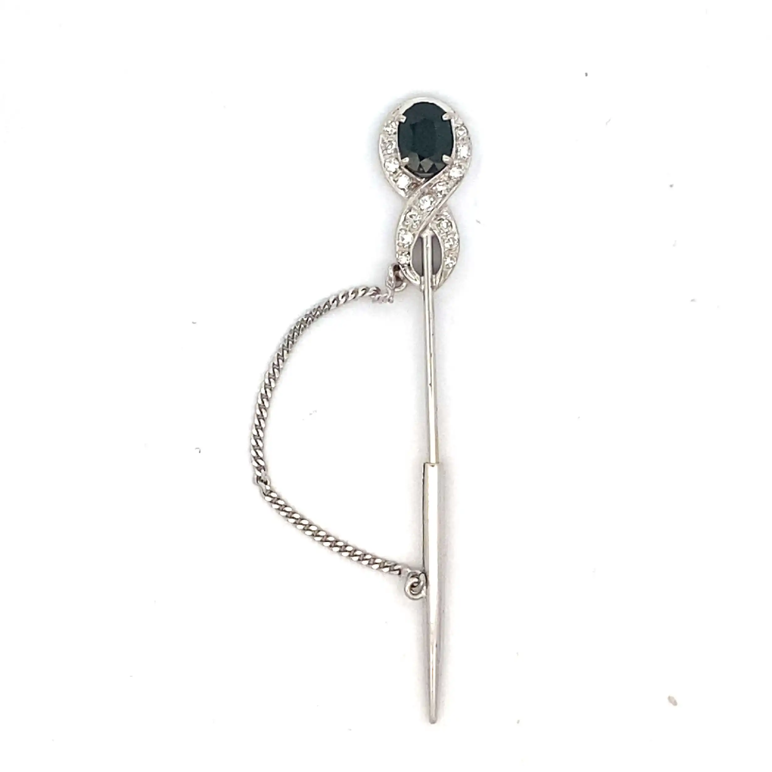 Anstecknadel Weißgold mit Diamanten und Saphir Anstecknadel Weißgold mit Diamanten und Saphir