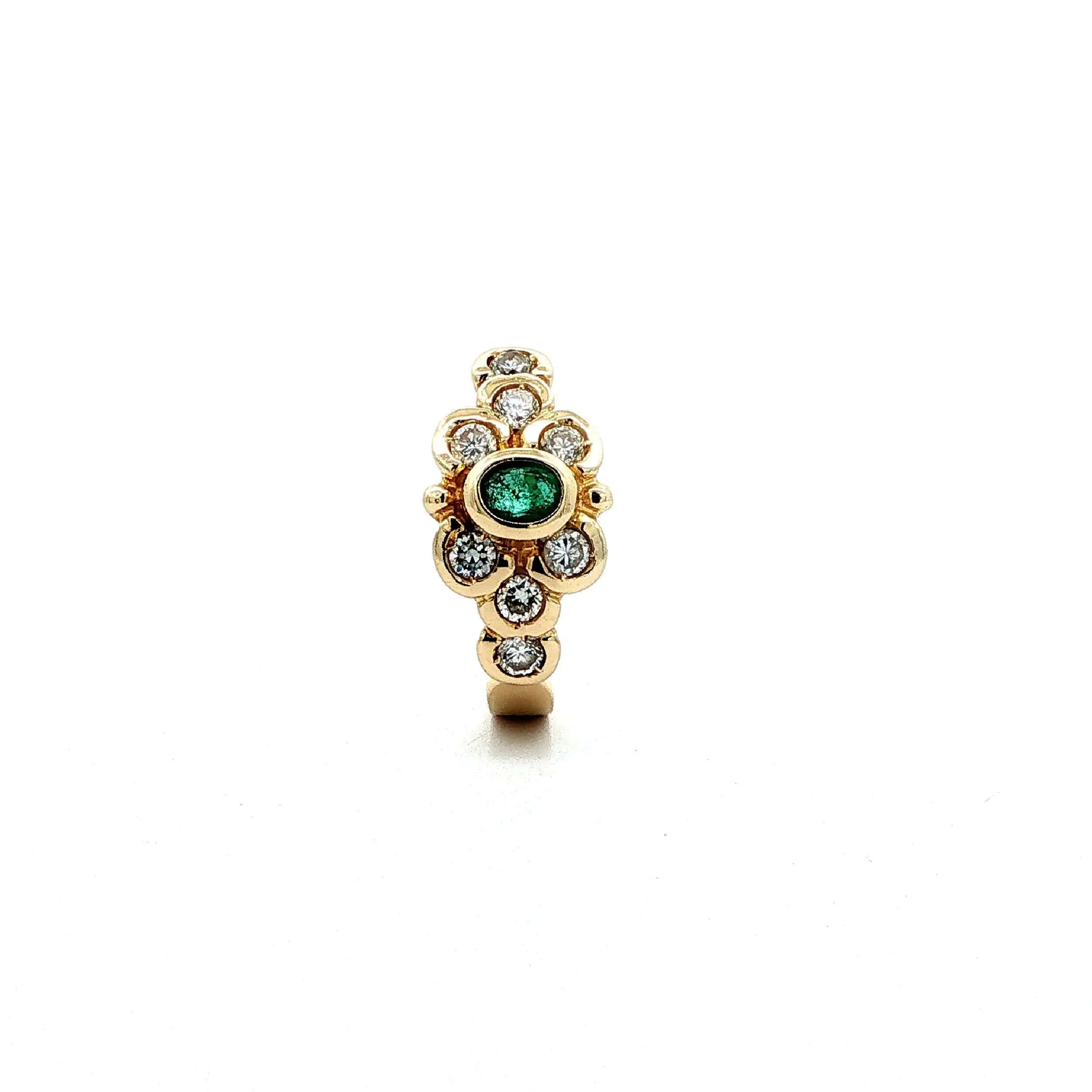 Ring Gelbgold mit grünem Farbstein & Zirkonia