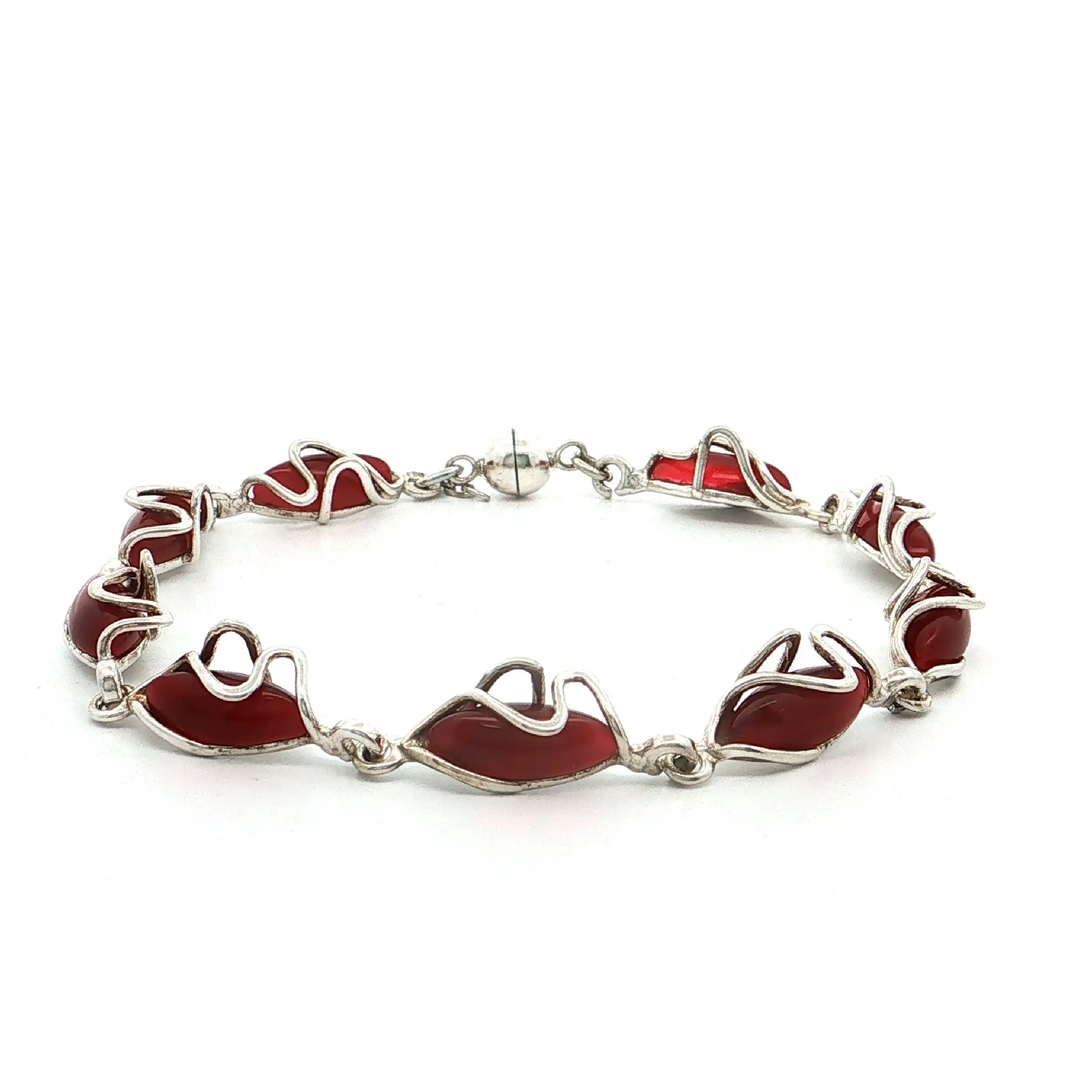 Armband Silber mit roten Farbsteinen