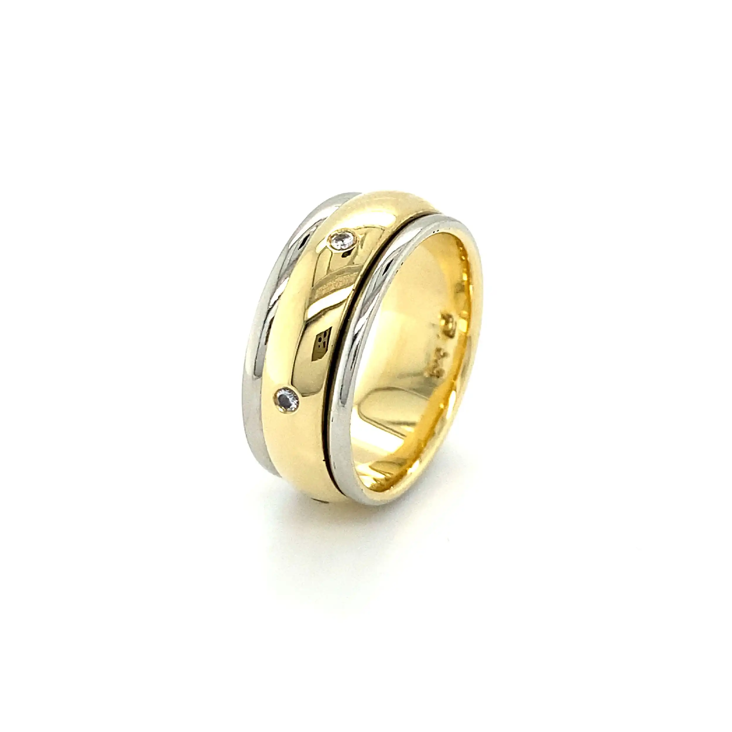 Ring Bicolor mit drehbarer mittelschiene Zirkonia Ring Bicolor mit drehbarer mittelschiene Zirkonia