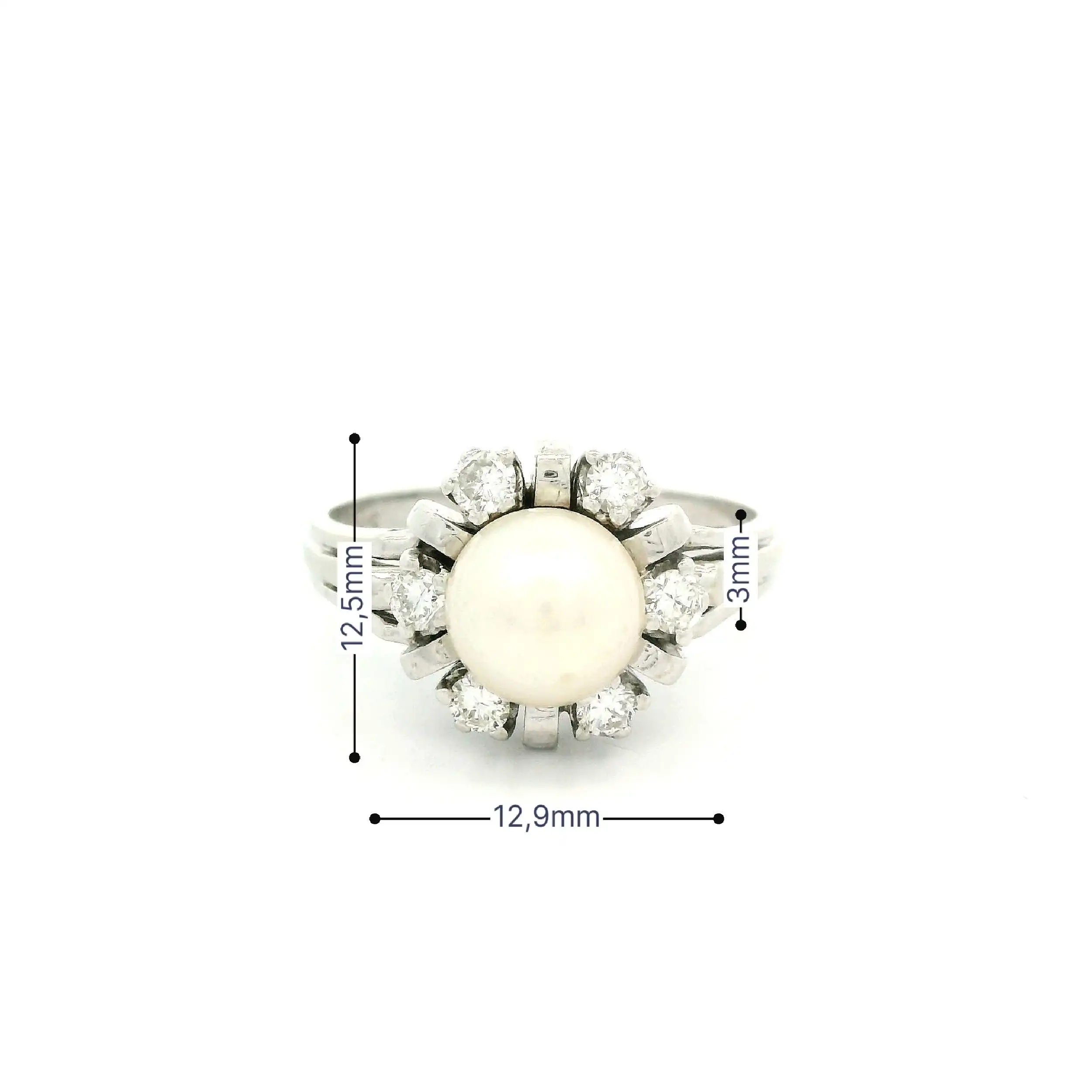 Ring Weißgold mit Brillanten und Perle Ring Weißgold mit Brillanten und Perle