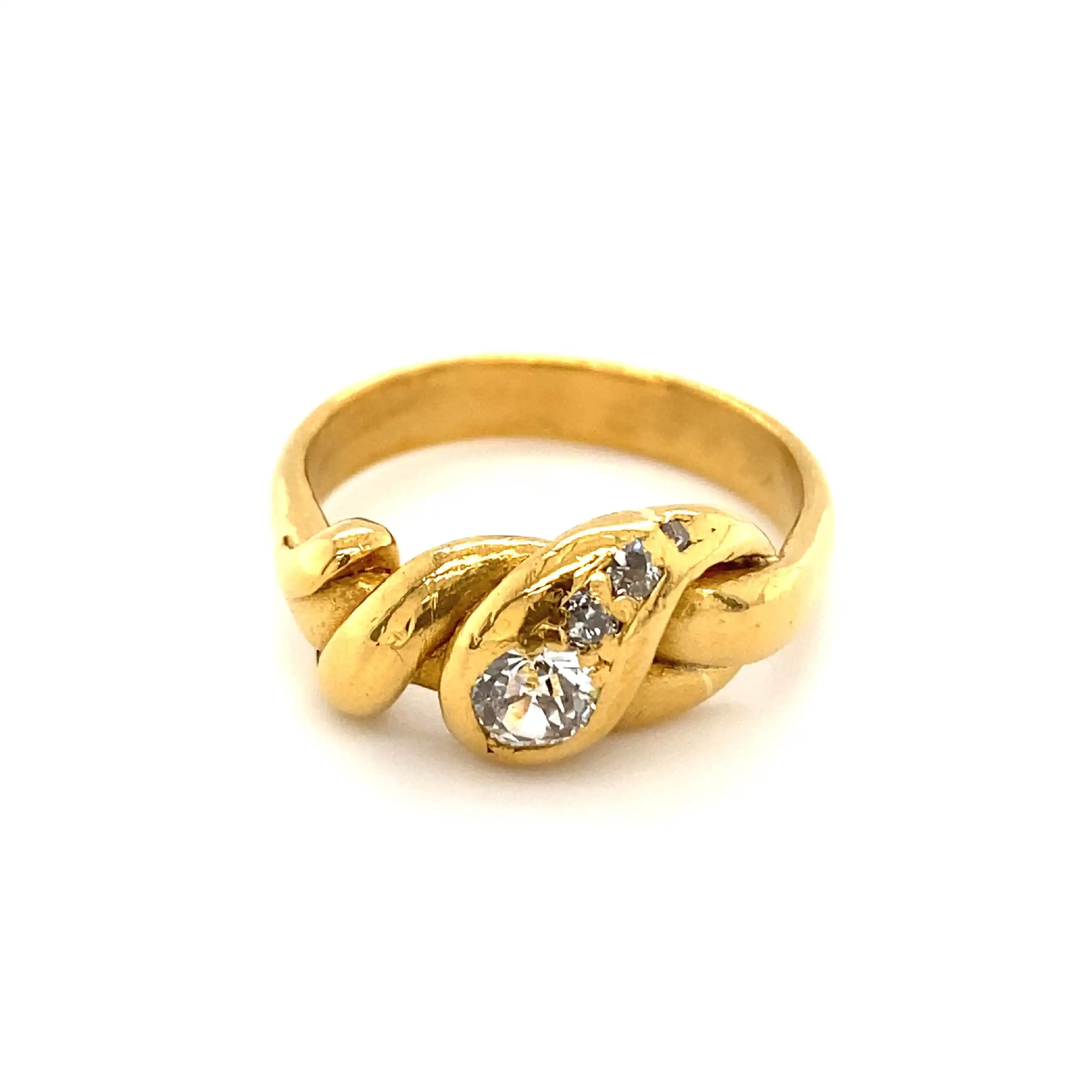 Ring Gelbgold mit Altschliff-Brillant & Diamanten Ring Gelbgold mit Altschliff-Brillant & Diamanten