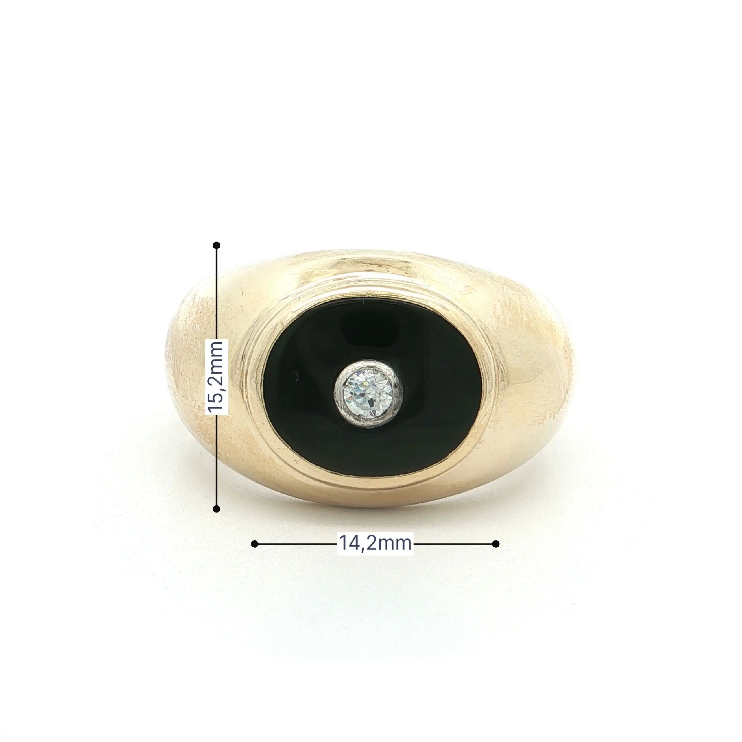 Ring Gelbgold mit Onyx und Zirkonia