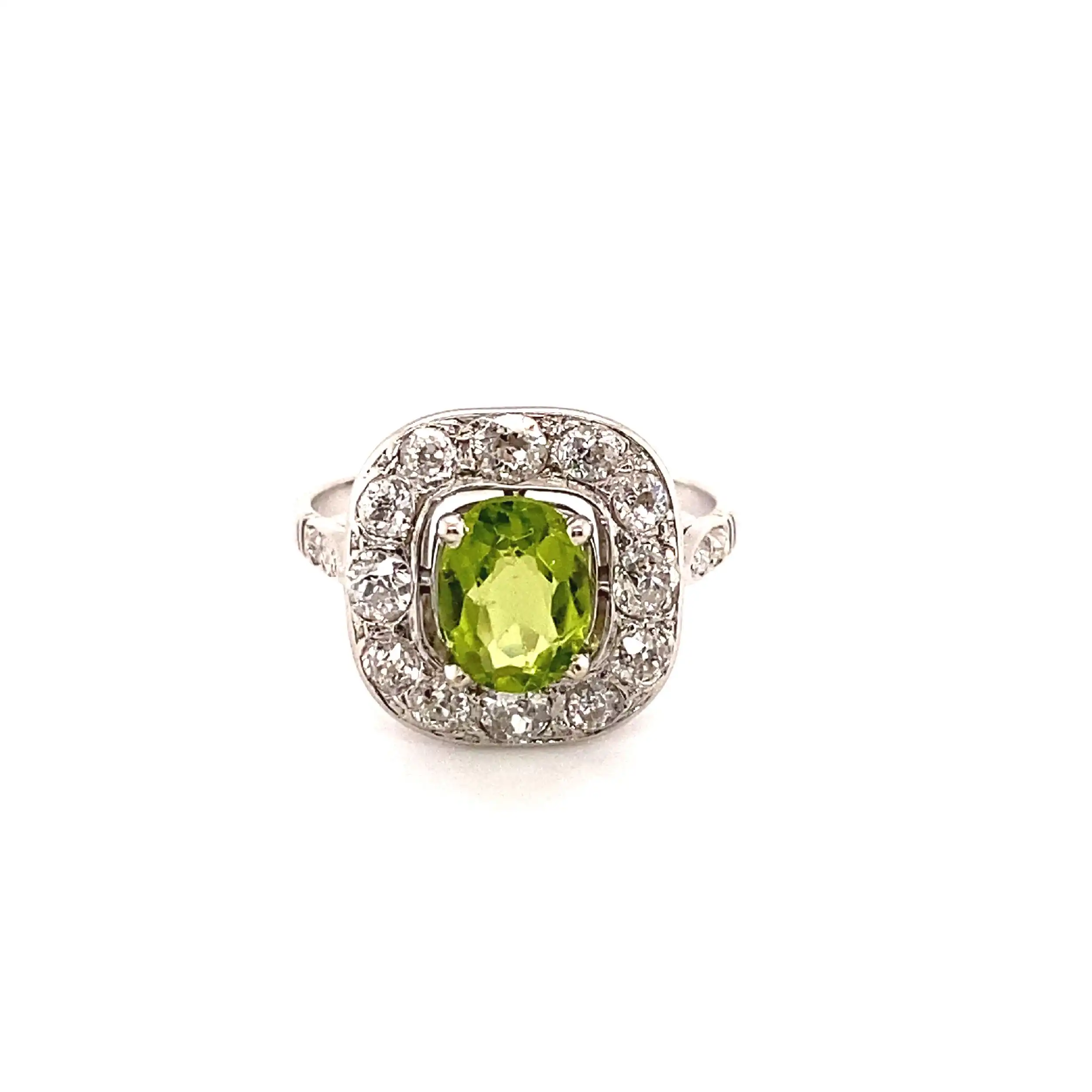 Ring mit Peridot und Altschliffbrillanten