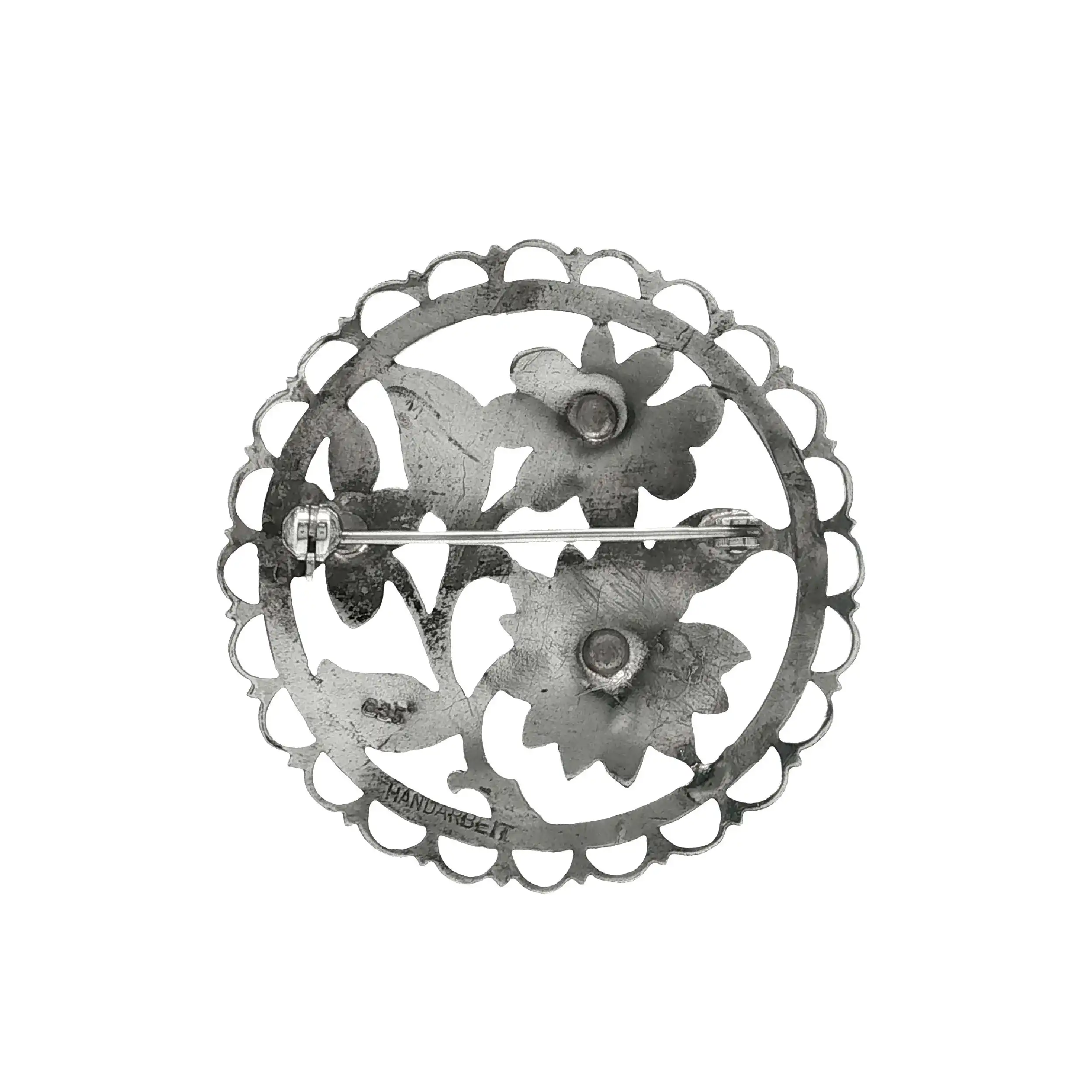 Brosche / Nadel Silber Blumen Handarbeit
