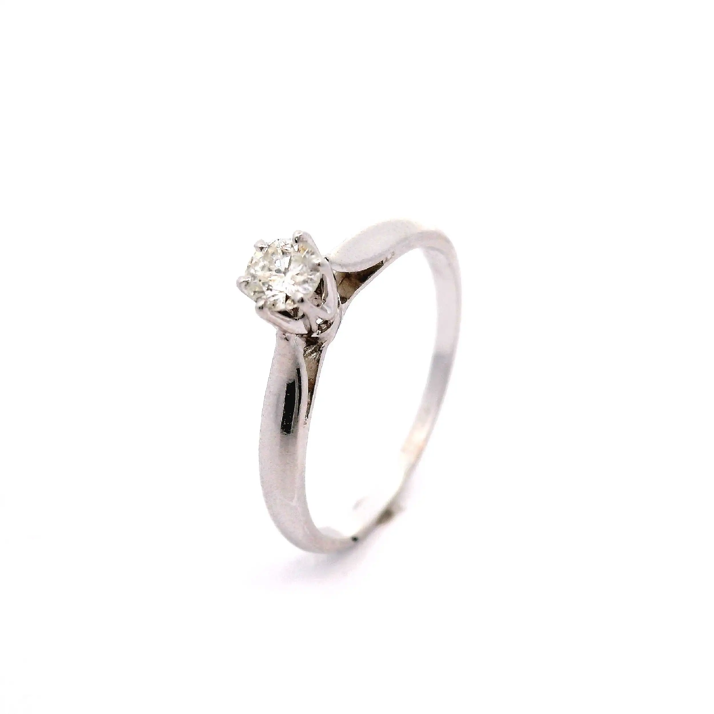 Solitärring Weißgold mit Brillant, graviert mit 0.20ct