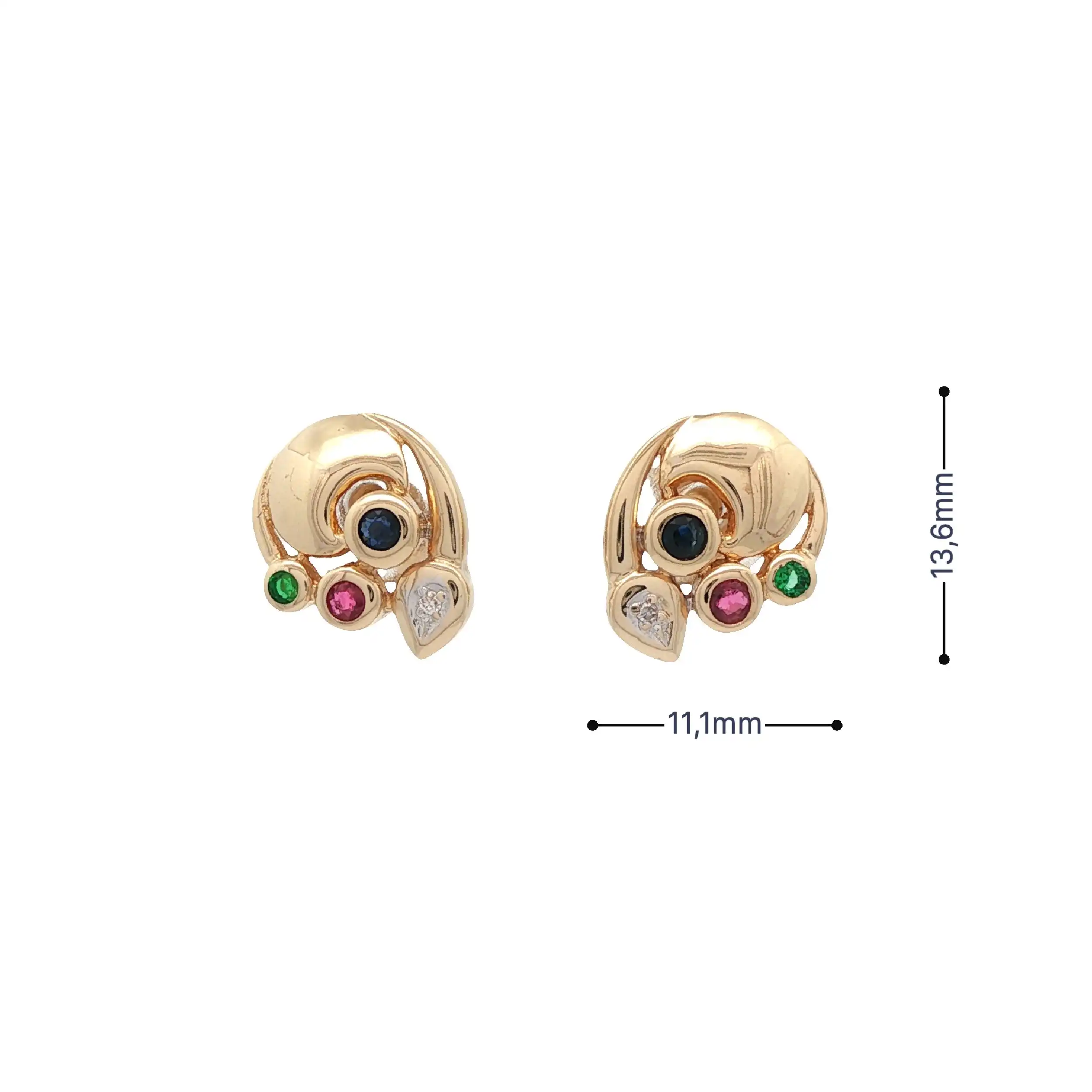 Ohrstecker Gelbgold mit Farbsteinen und Diamanten Ohrstecker Gelbgold mit Farbsteinen und Diamanten