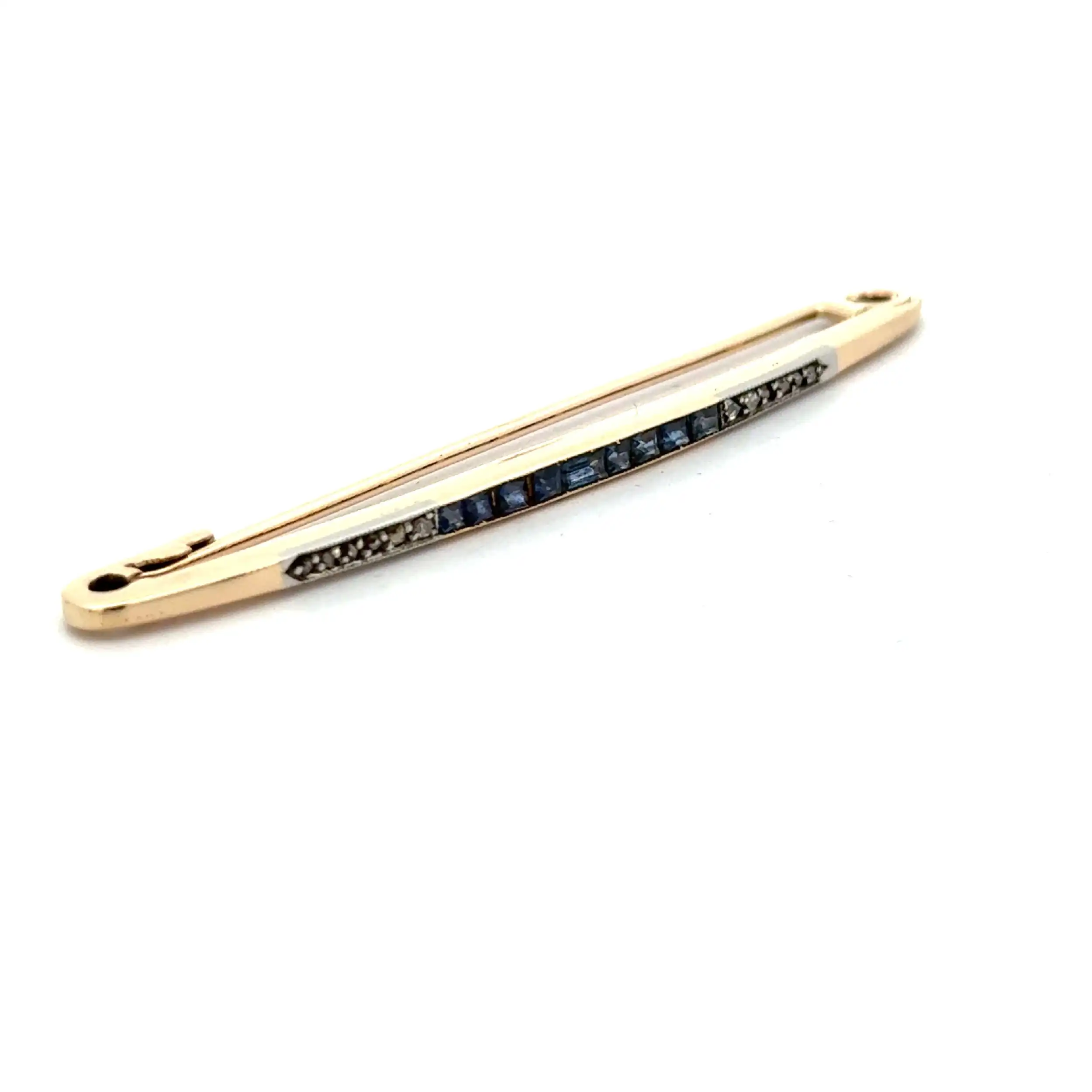 Nadel Gelbgold mit Saphiren & Diamantrosen