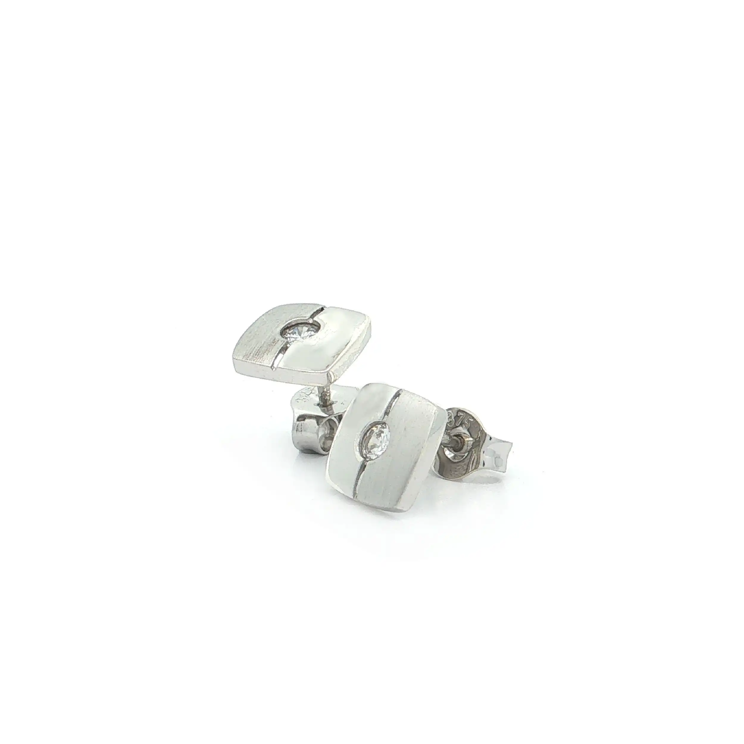 Ohrstecker Weißgold teilmattiert mit Zirkonia