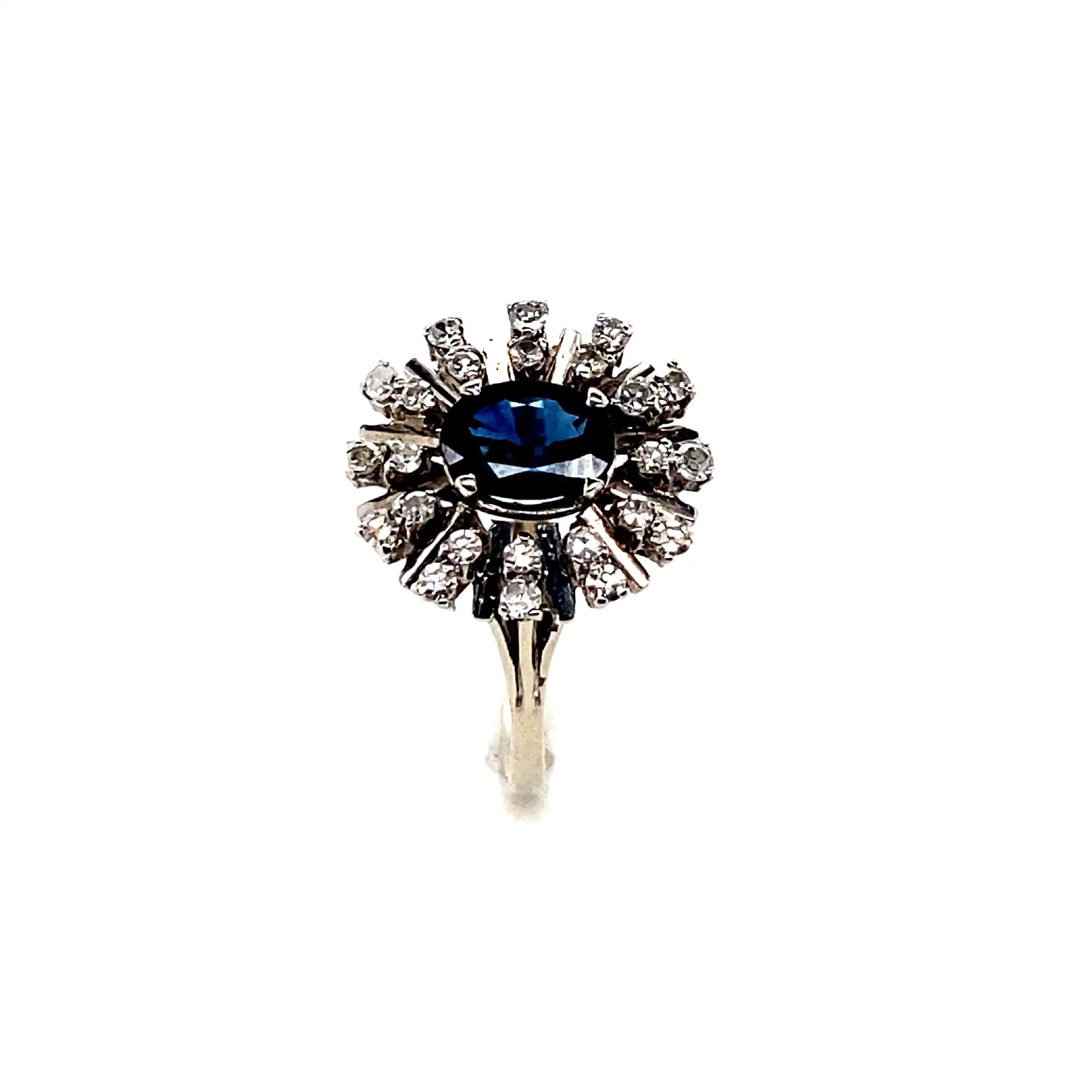 Ring Weißgold mit Diamanten und Saphir