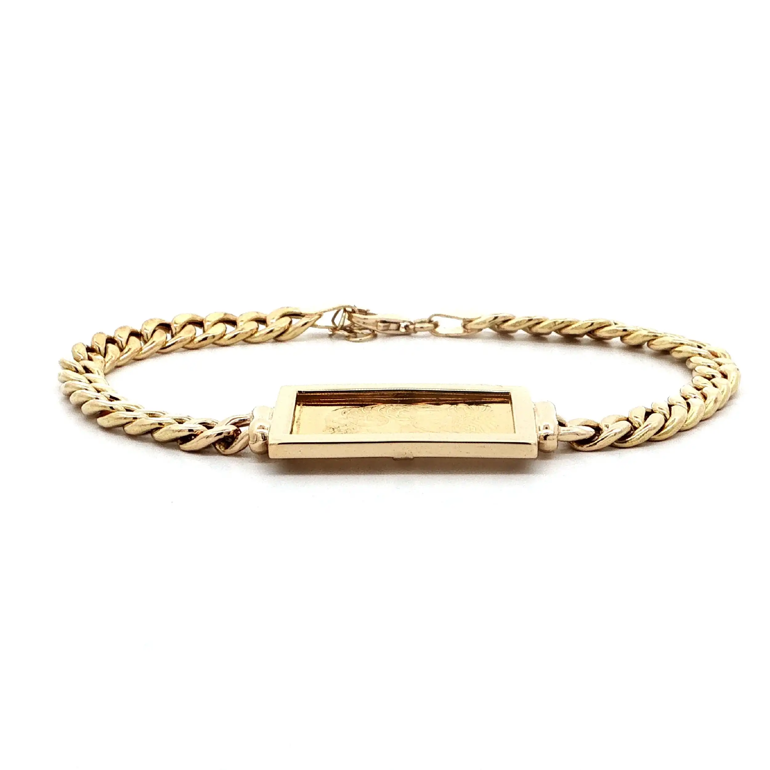 Panzerarmband Gelbgold hohl mit Barren Fine Gold
