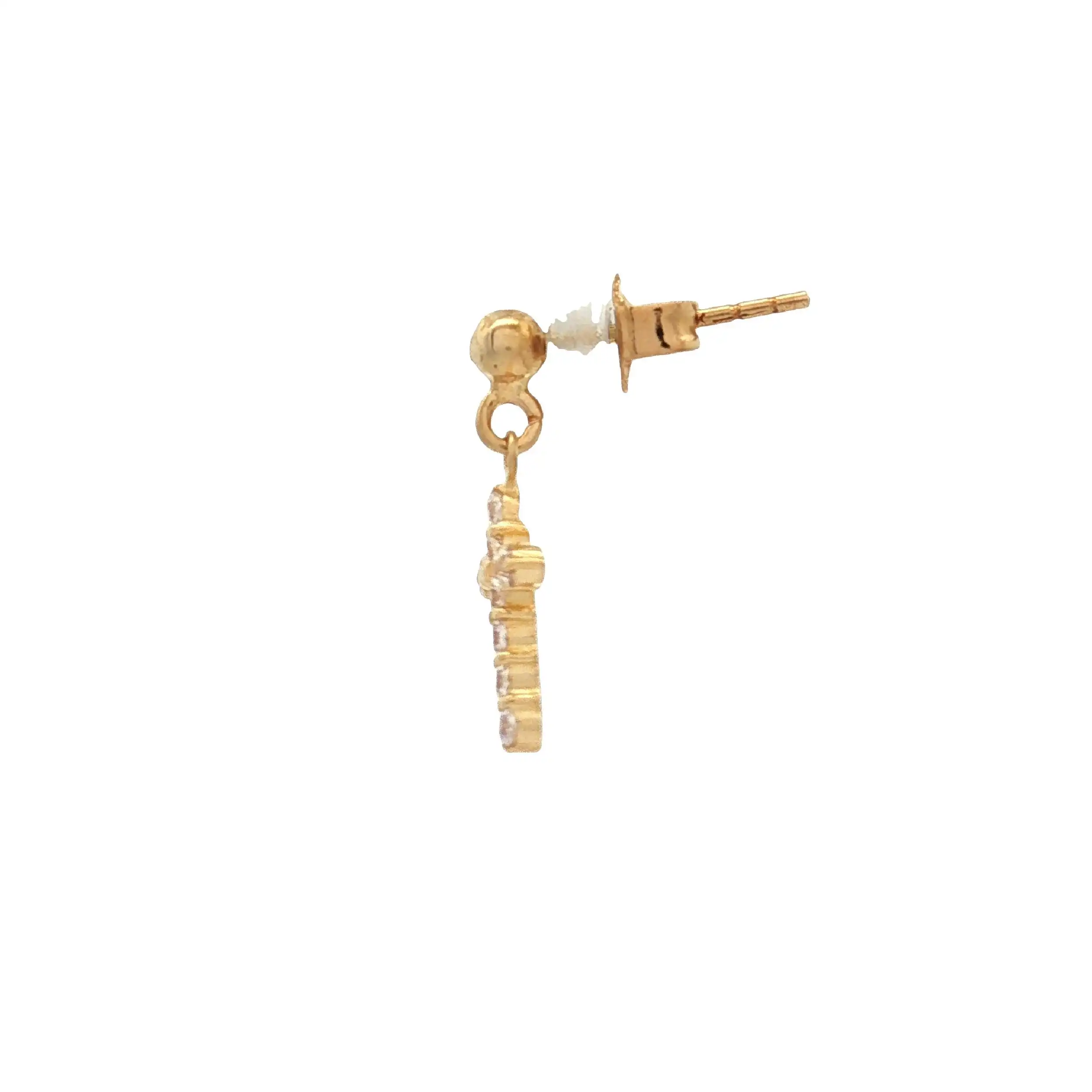 Einzelner Ohrstecker Kreuz mit Zirkonia