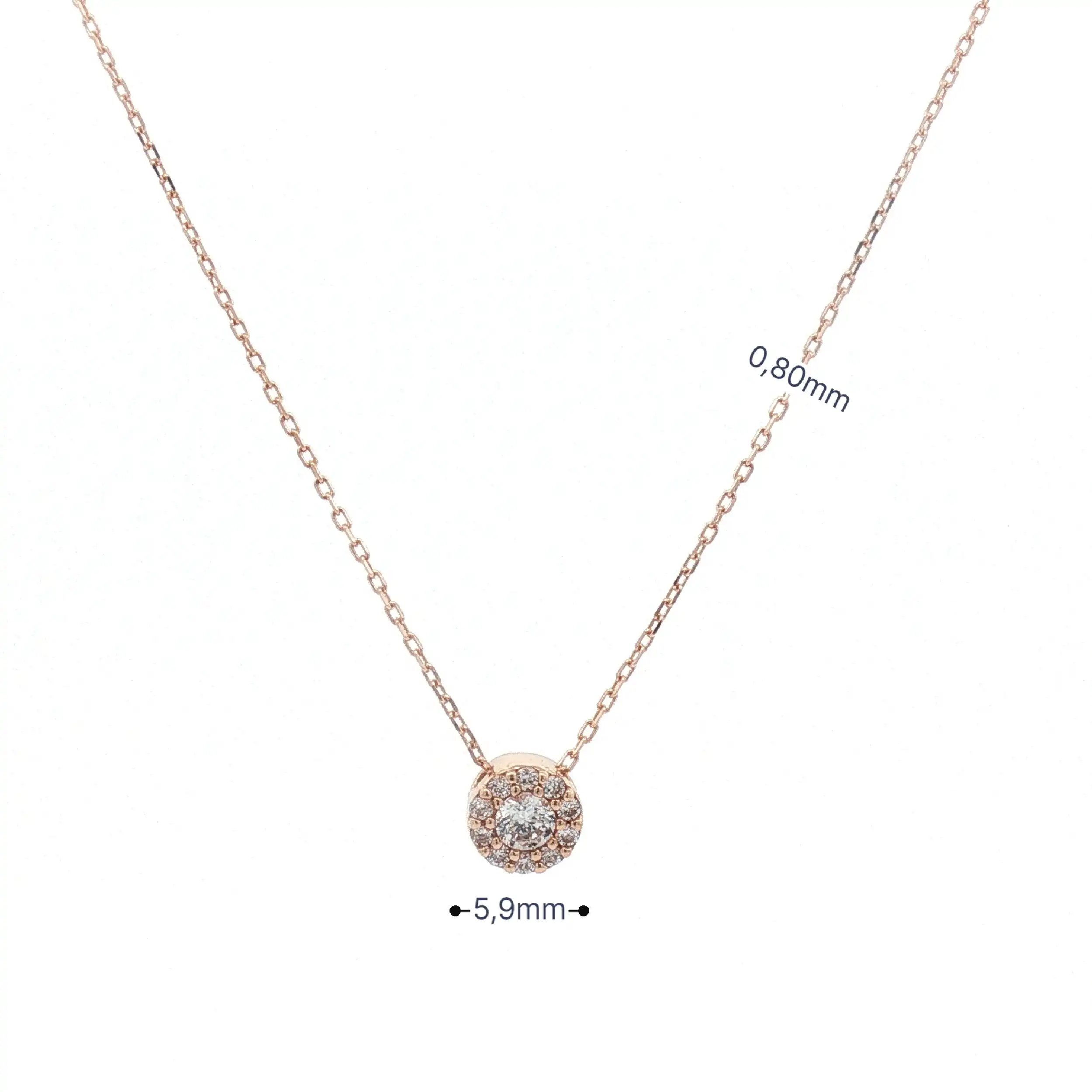 Ankerkette Rosegold mit Zirkoniastein Anhänger