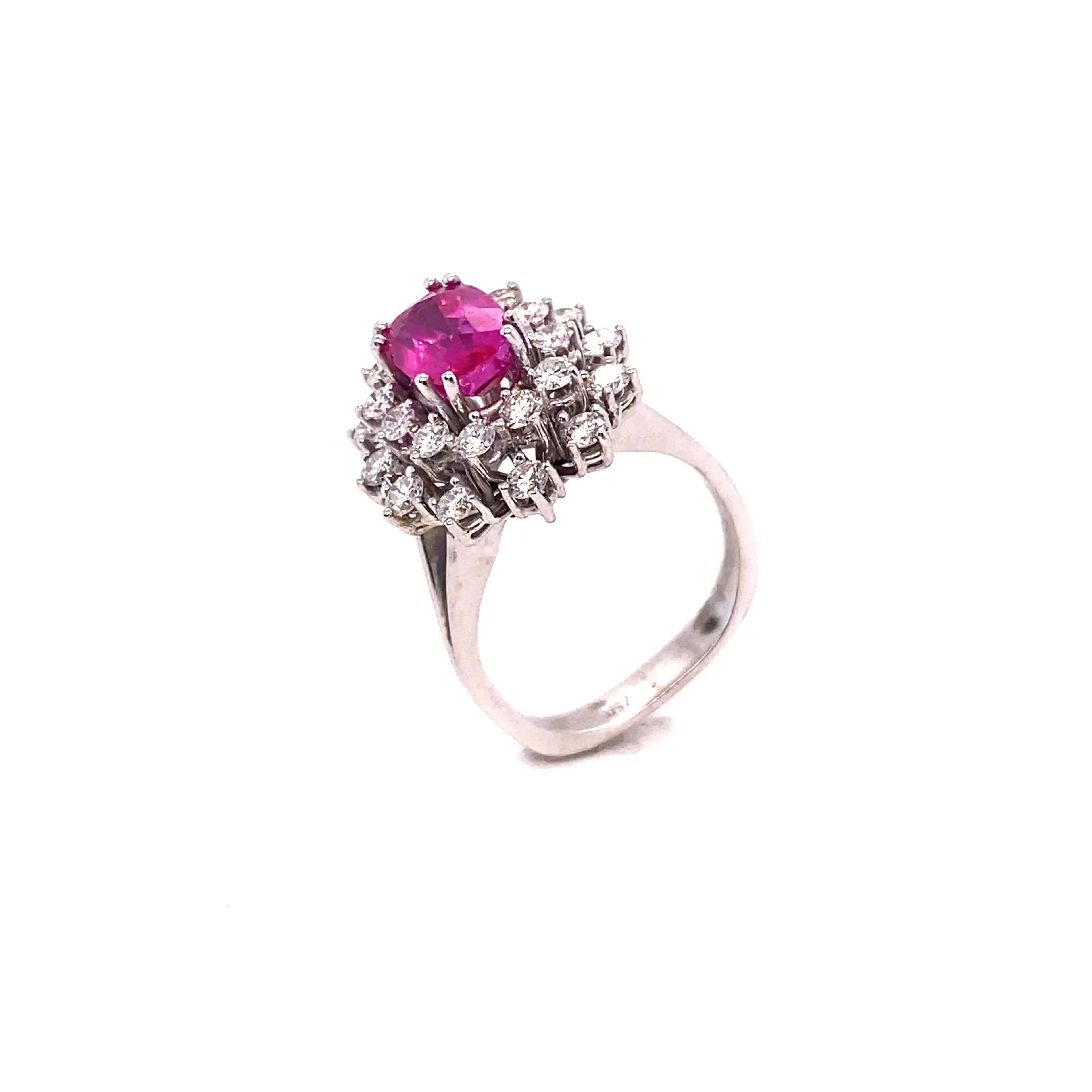 Ring mit pinkem Saphir ca. 2,6ct und Brillanten ca.1,24 ct mit EPL Expertise Ring mit pinkem Saphir ca. 2,6ct und Brillanten ca.1,24 ct mit EPL Expertise