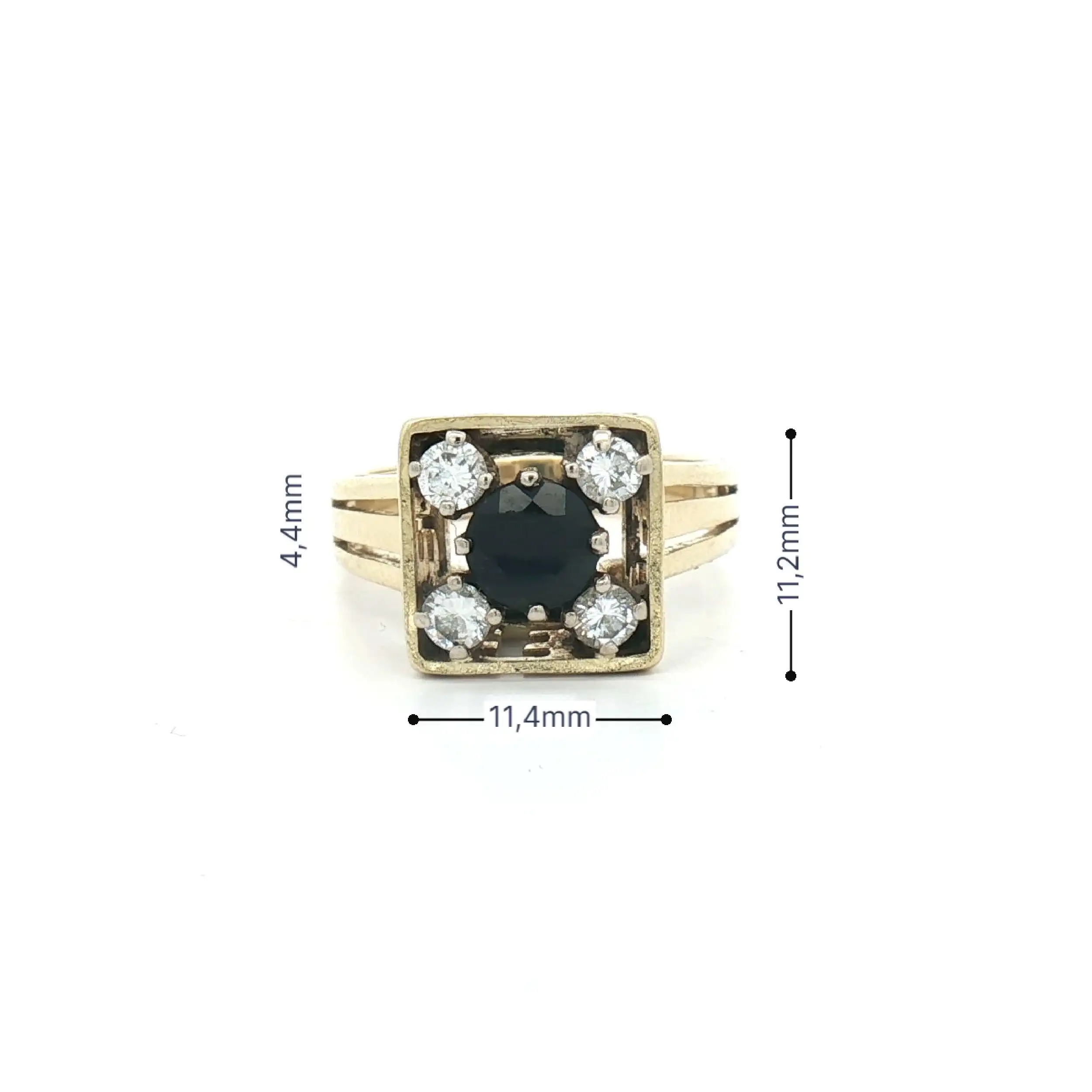 Ring Gelbgold mit Saphir und 4 Brillanten Ring Gelbgold mit Saphir und 4 Brillanten