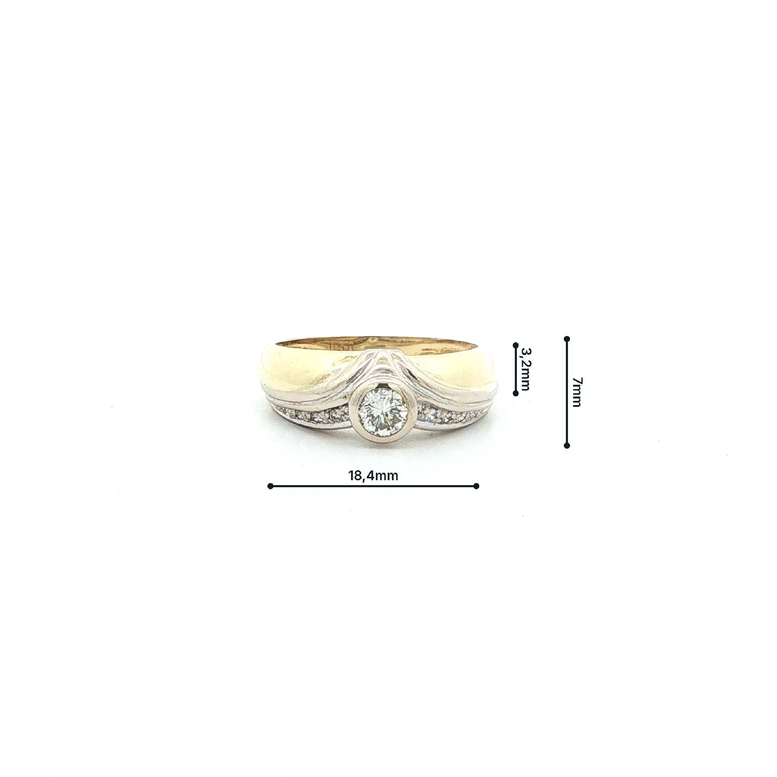 Ring Bicolor mit Brillanten, graviert mit 0,30ct. & 0,09ct.