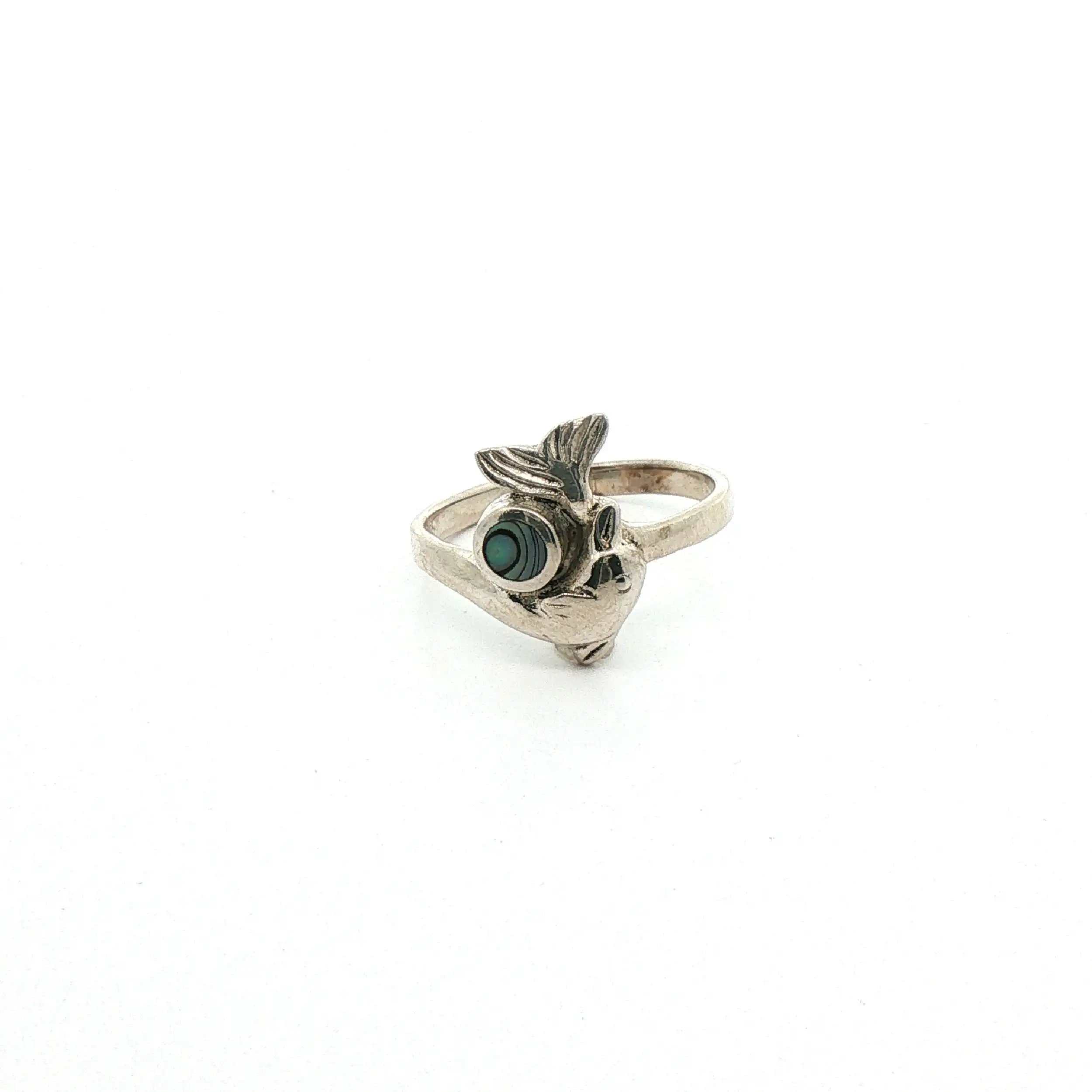 Ring Silber Delphin mit Farbstein