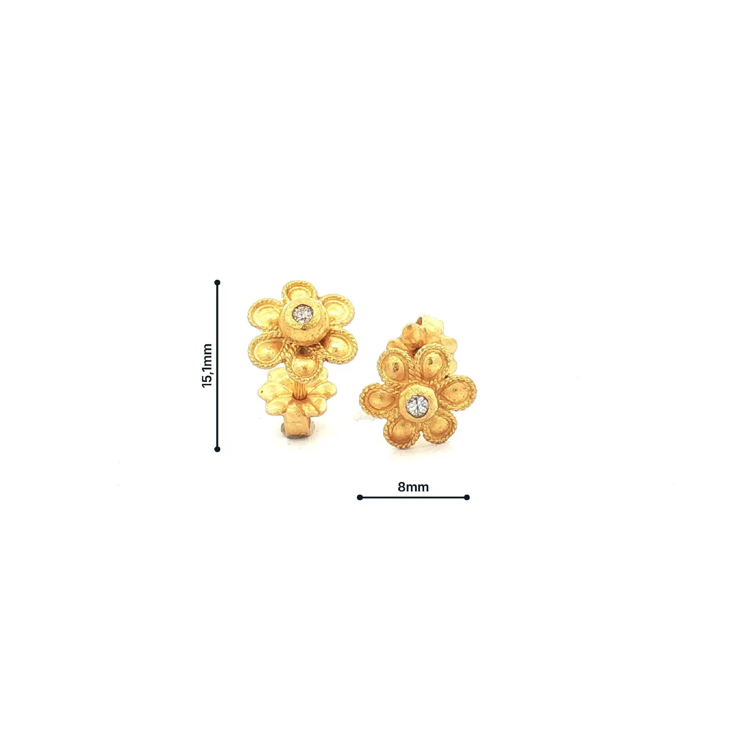 Ohrstecker Gelbgold Blume mit Brillant
