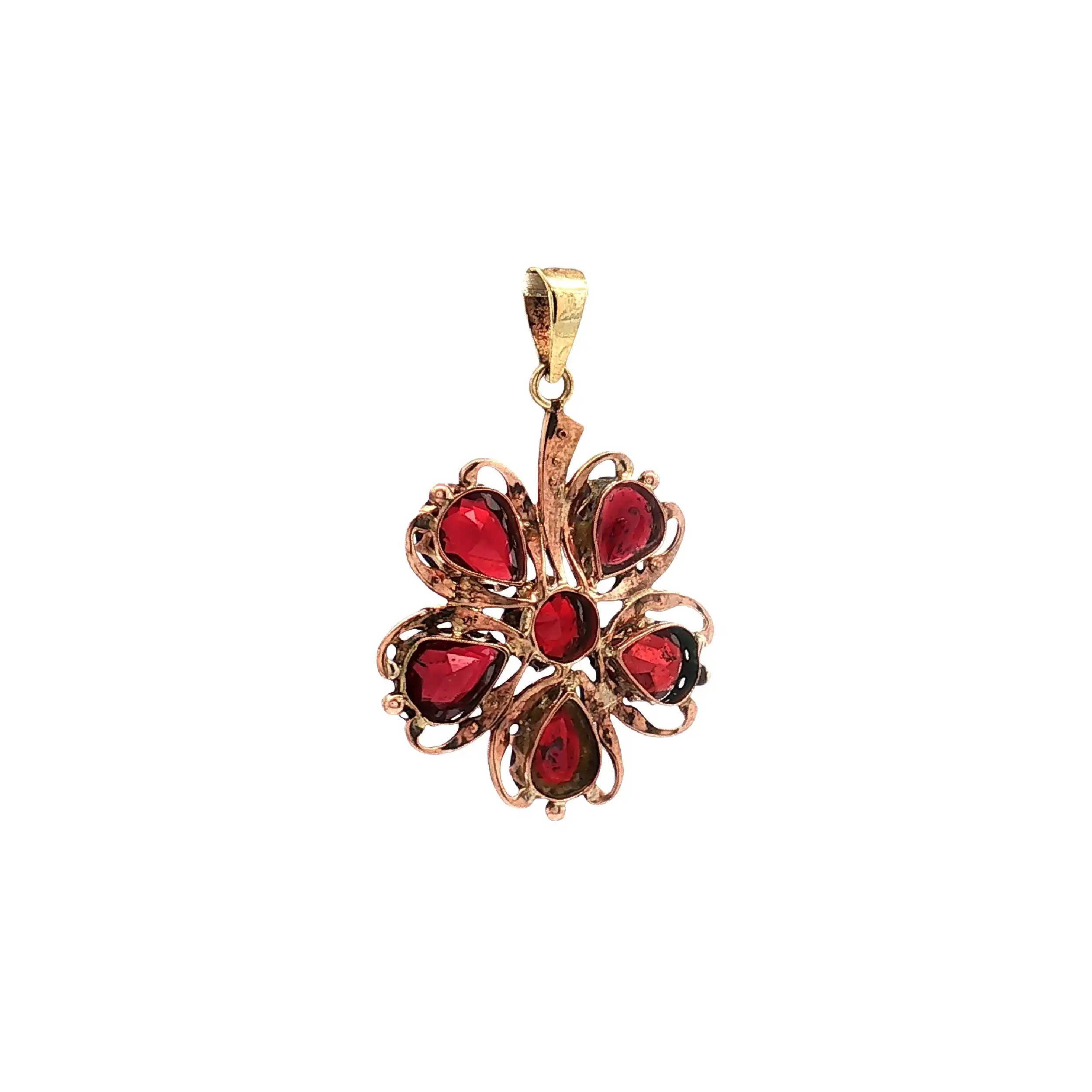 Anhänger Roségold mit Granat und Perlchen