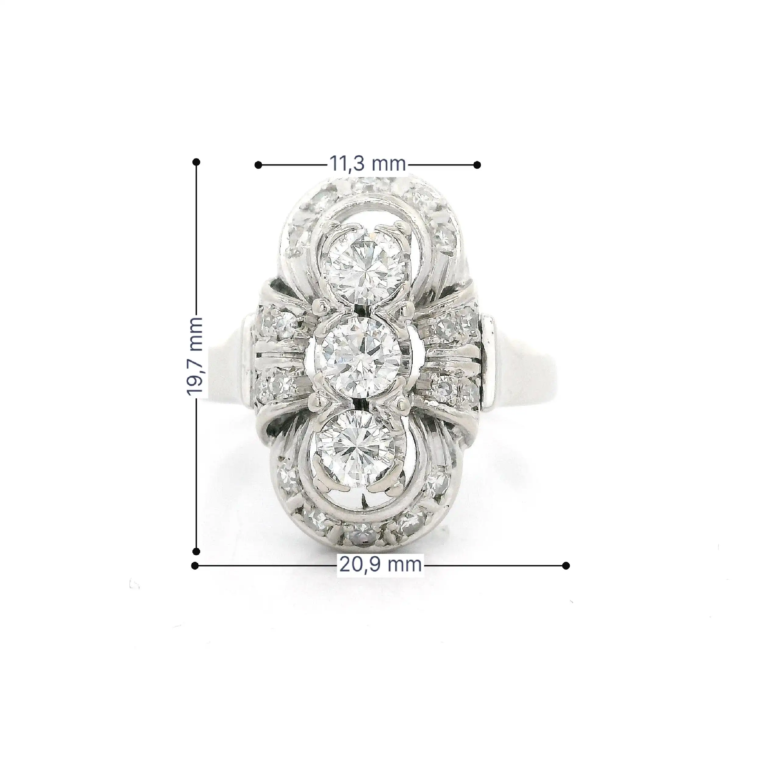 Ring Weißgold mit Brillanten und Diamanten