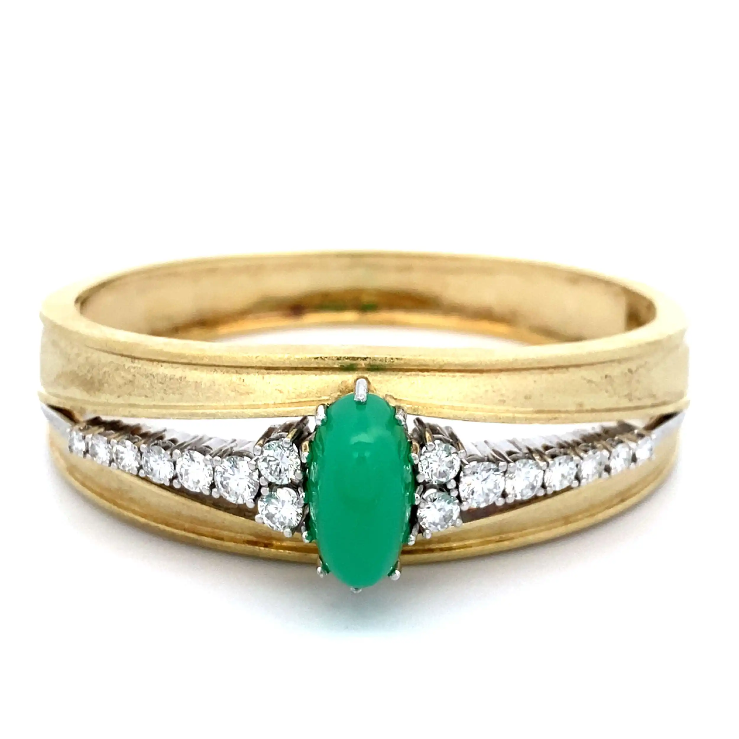 Armreif Bicolor mit Chrysopras und Brillanten, Handarbeit Armreif Bicolor mit Chrysopras und Brillanten, Handarbeit