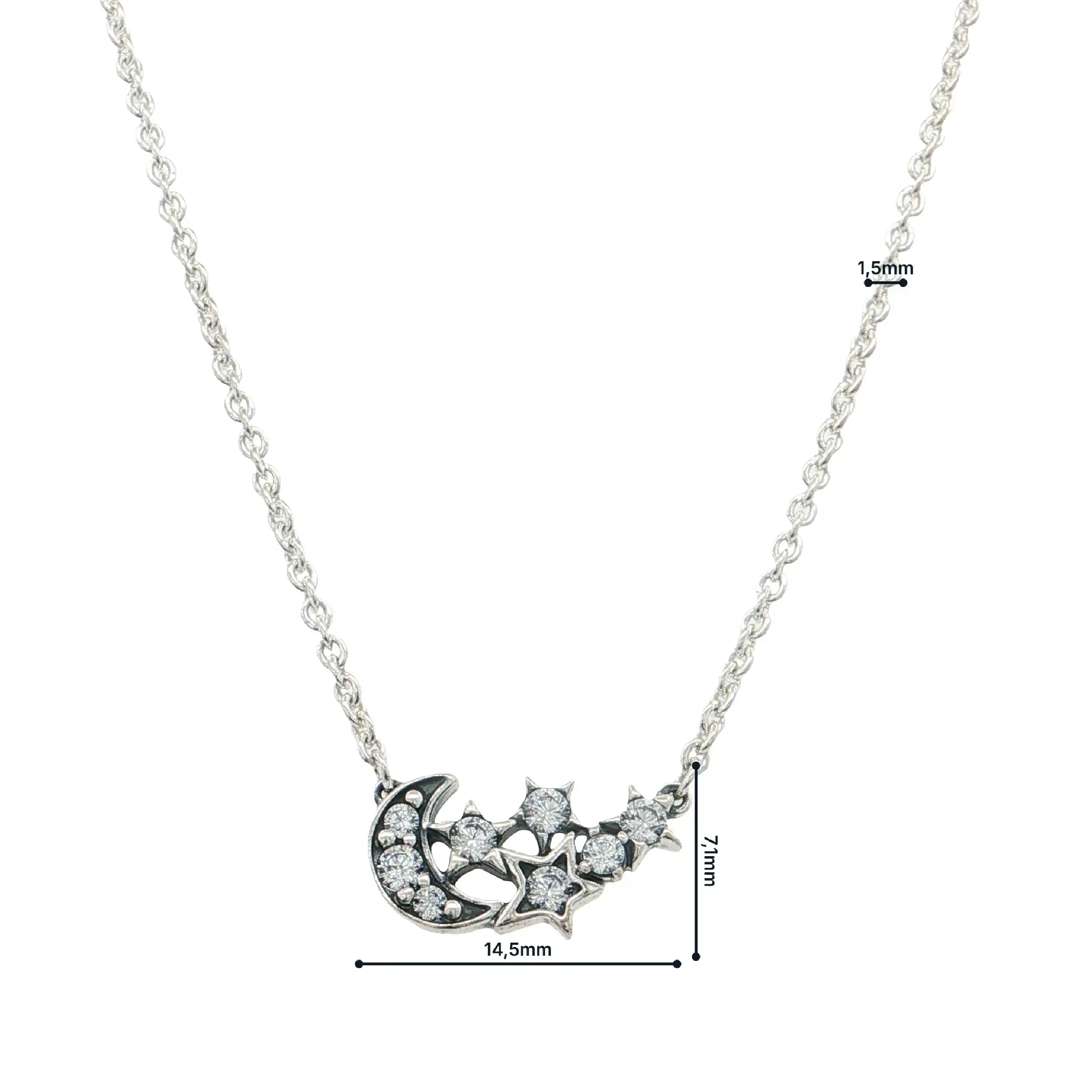 Collier Silber mit Anhänger "Mond & Sterne" mit Zirkonia Collier Silber mit Anhänger "Mond & Sterne" mit Zirkonia