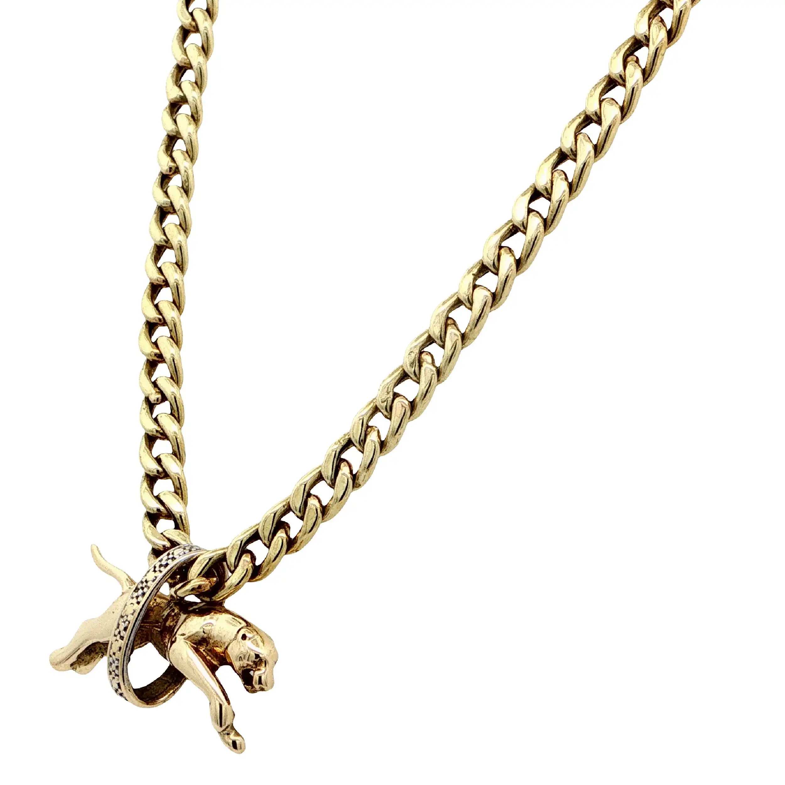 Panzerkette Gelbgold mit Anhänger Panther