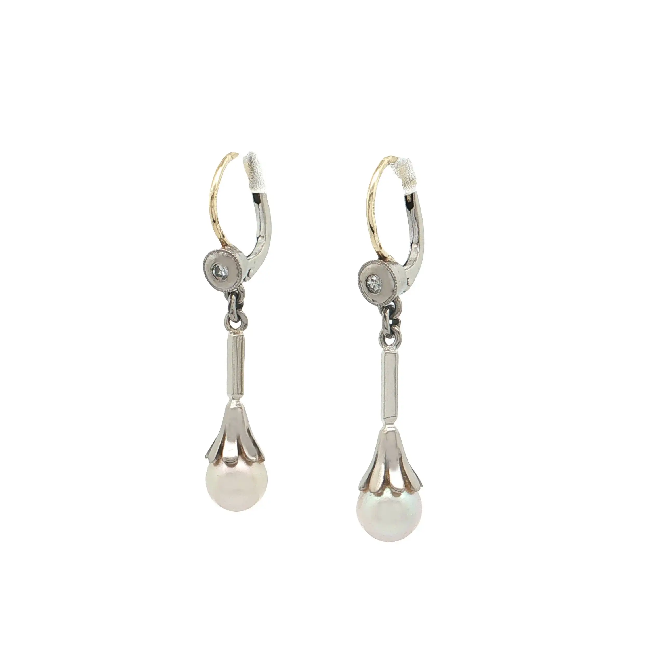 Ohrhänger Bicolor mit Perle und Diamanten