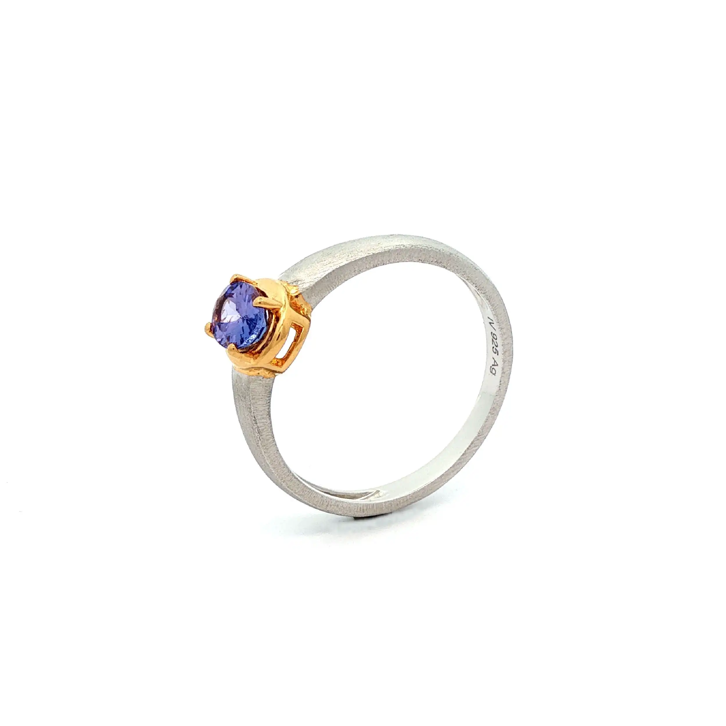 Ring Bicolor mattiert mit lila Farbstein