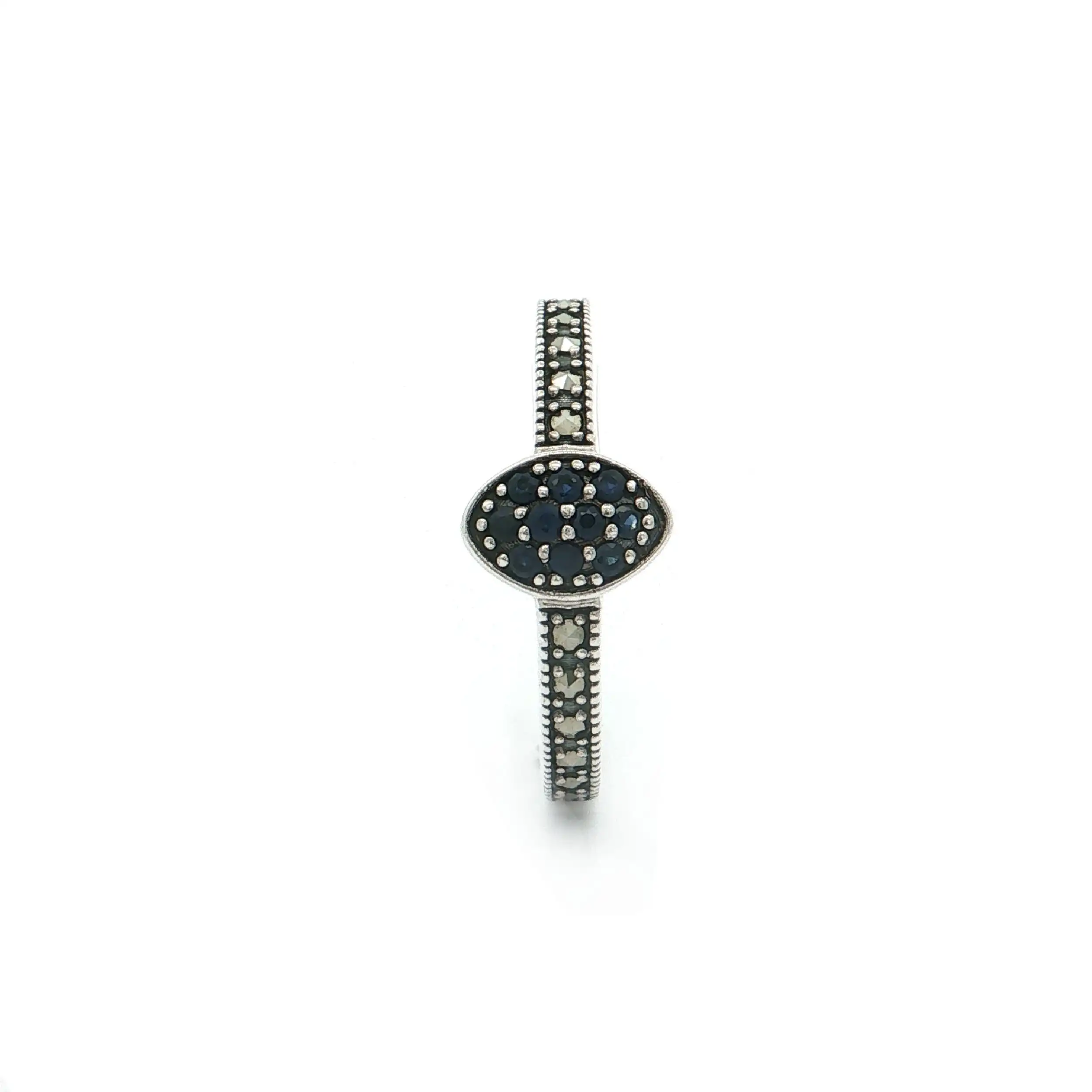 Ring Silber mit Saphiren und Markasiten