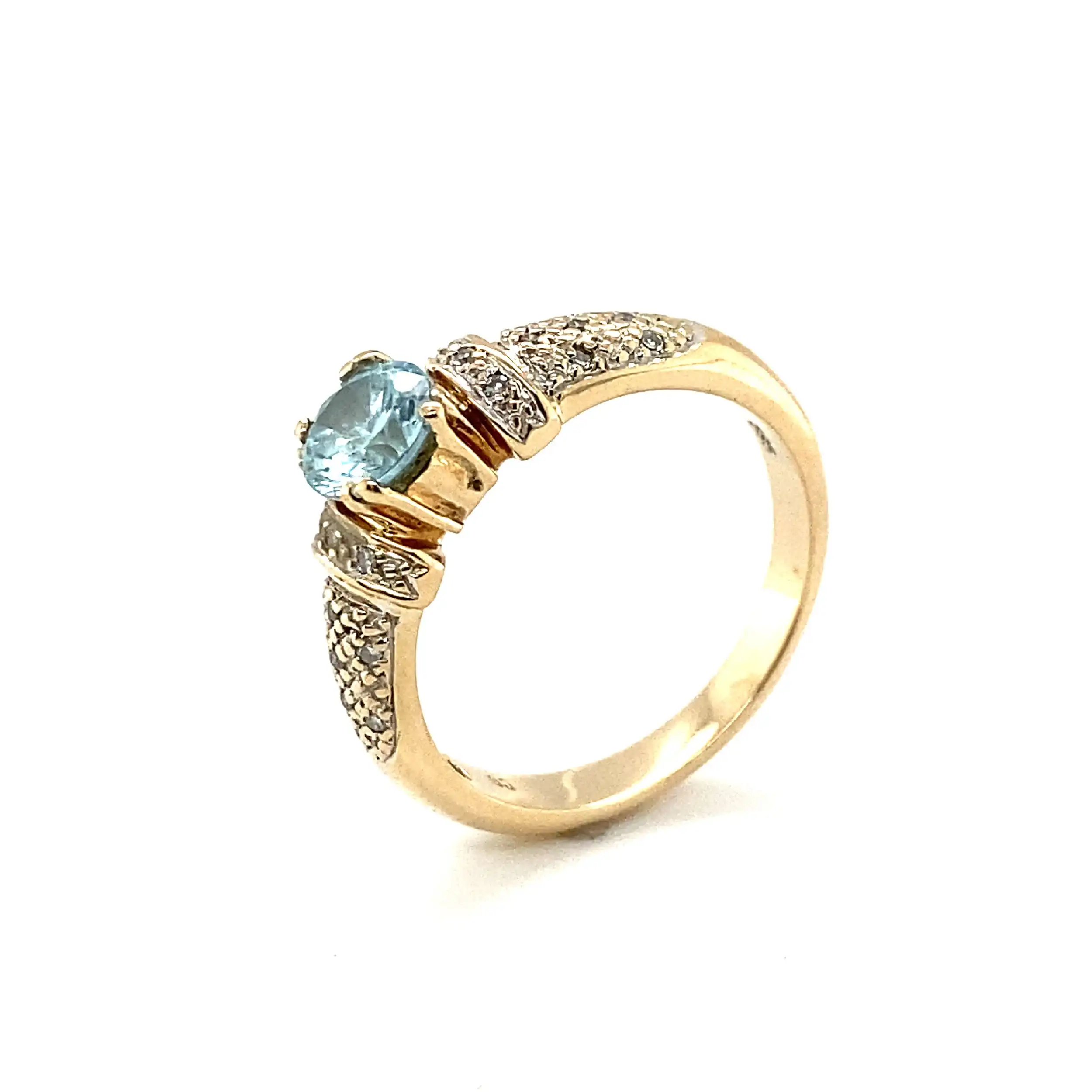 Ring Gelbgold mit blauem Farbstein und Diamanten Ring Gelbgold mit blauem Farbstein und Diamanten