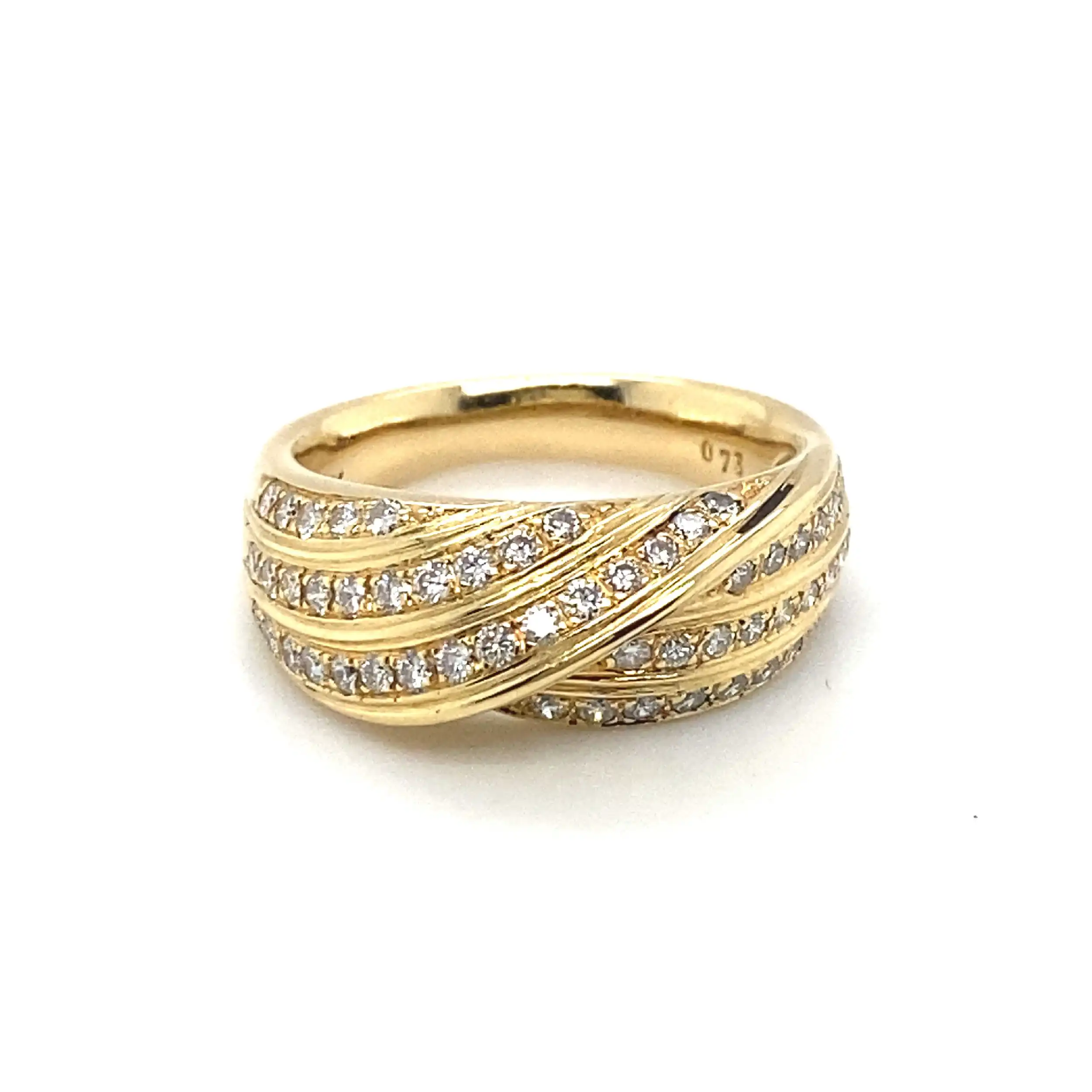 Ring Gelbgold mit Brillanten, graviert 0,73ct. Ring Gelbgold mit Brillanten, graviert 0,73ct.