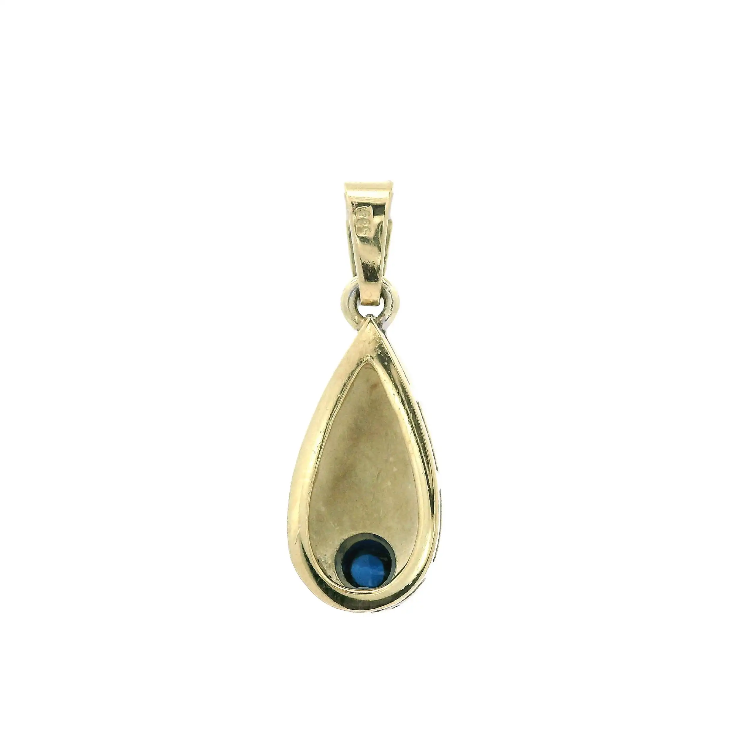 Anhänger Bicolor mit Diamantensplitter und blauem Cabochon Anhänger Bicolor mit Diamantensplitter und blauem Cabochon