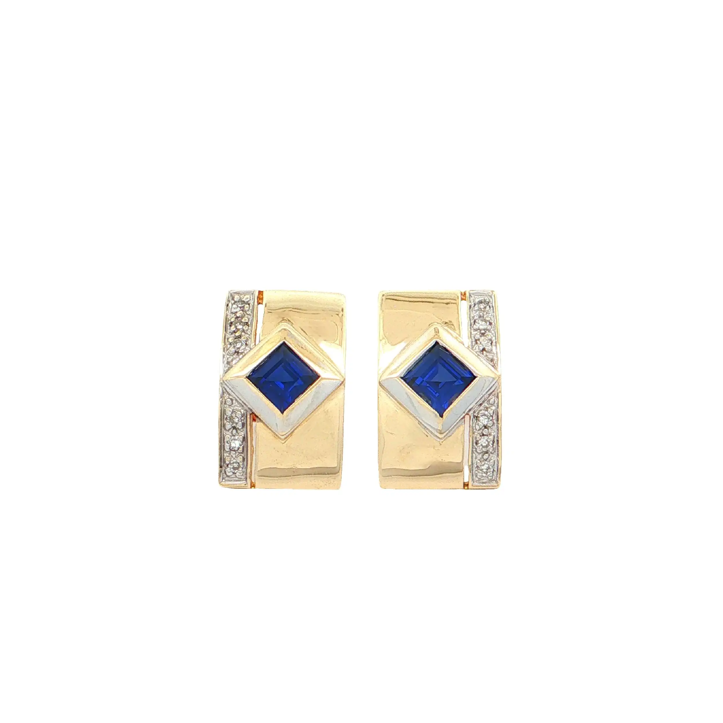 Ohrstecker Gelbgold mit Diamanten und Synthesen