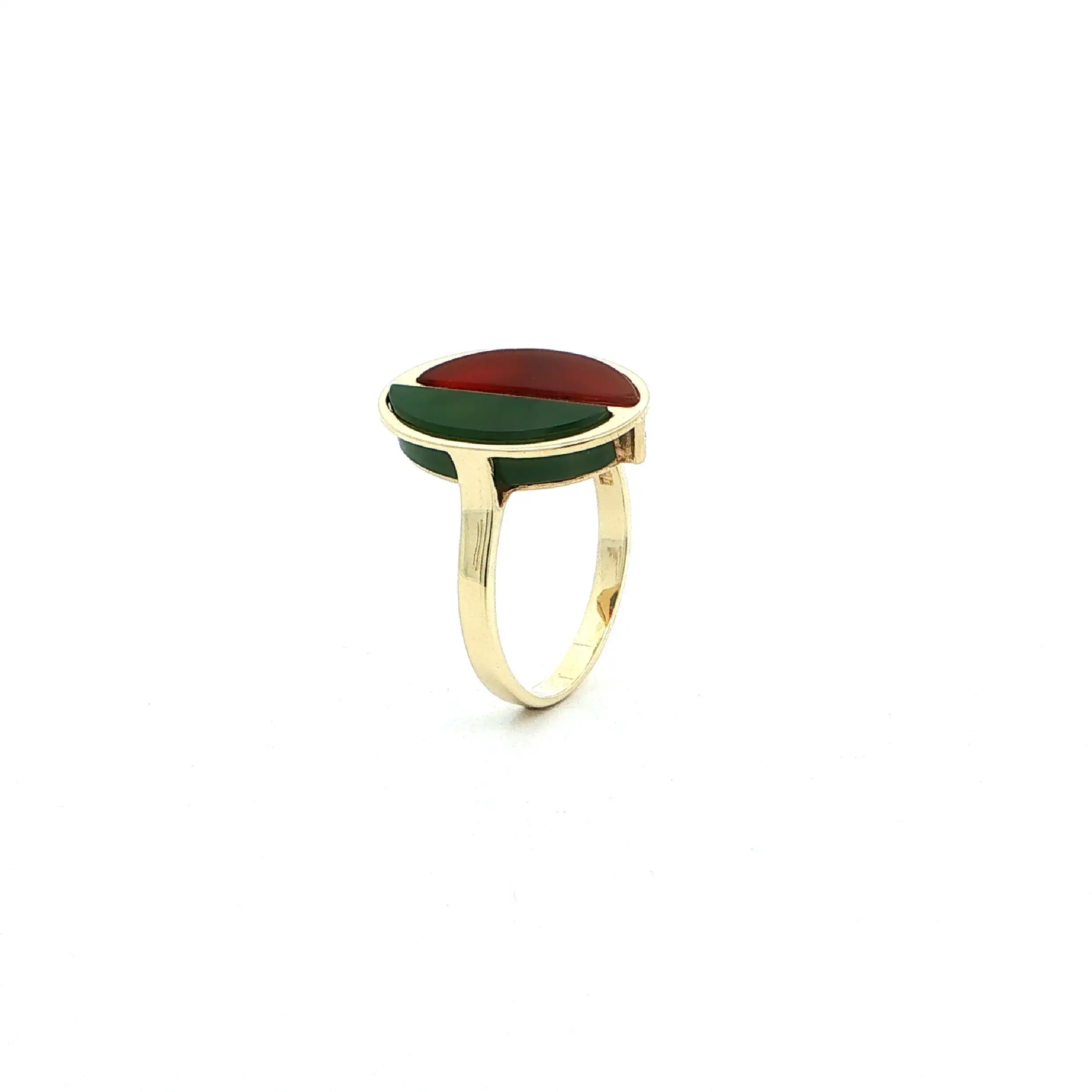 Ring Gelbgold mit Jade & Carneol