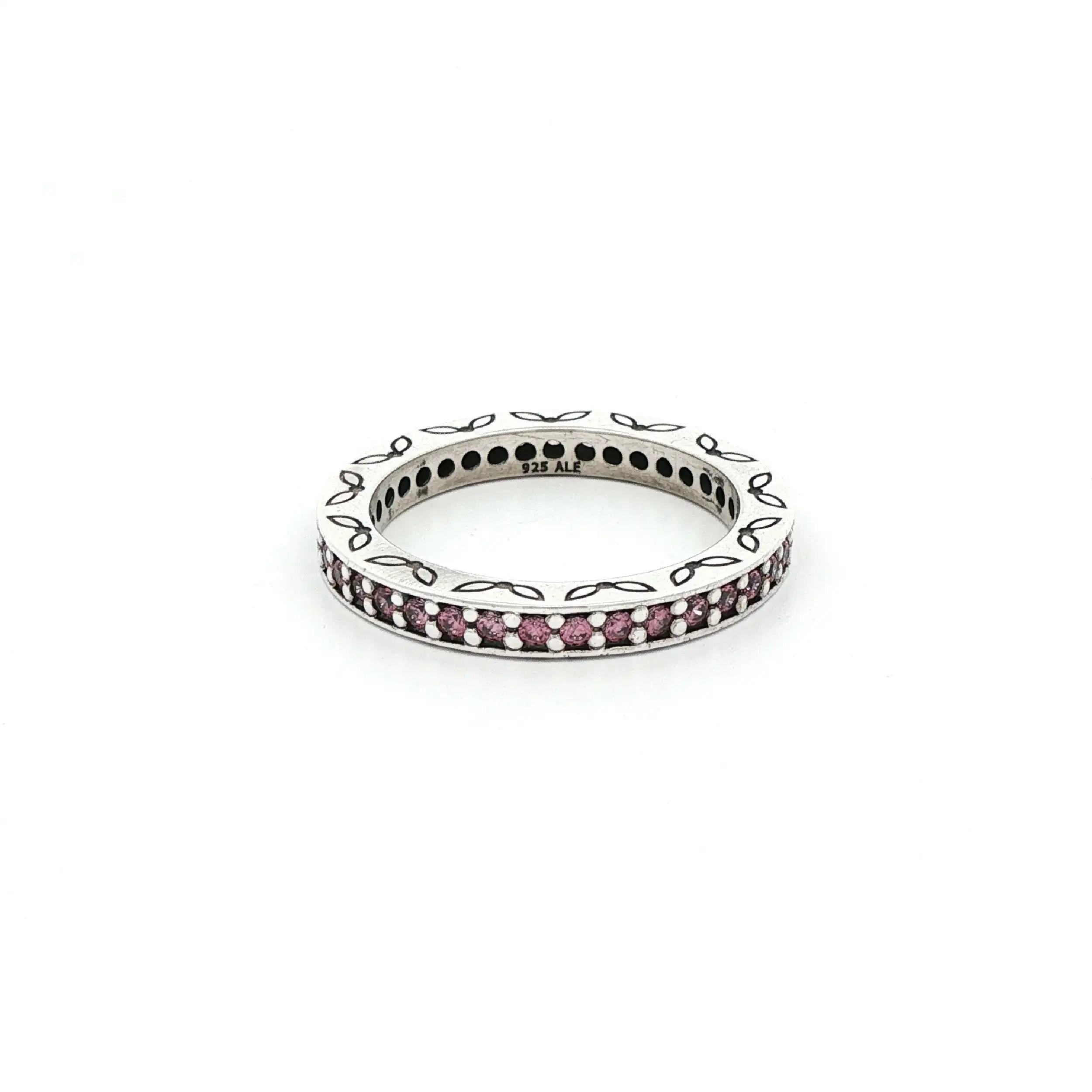 Memoryring Silber mit pinken Farbsteinen