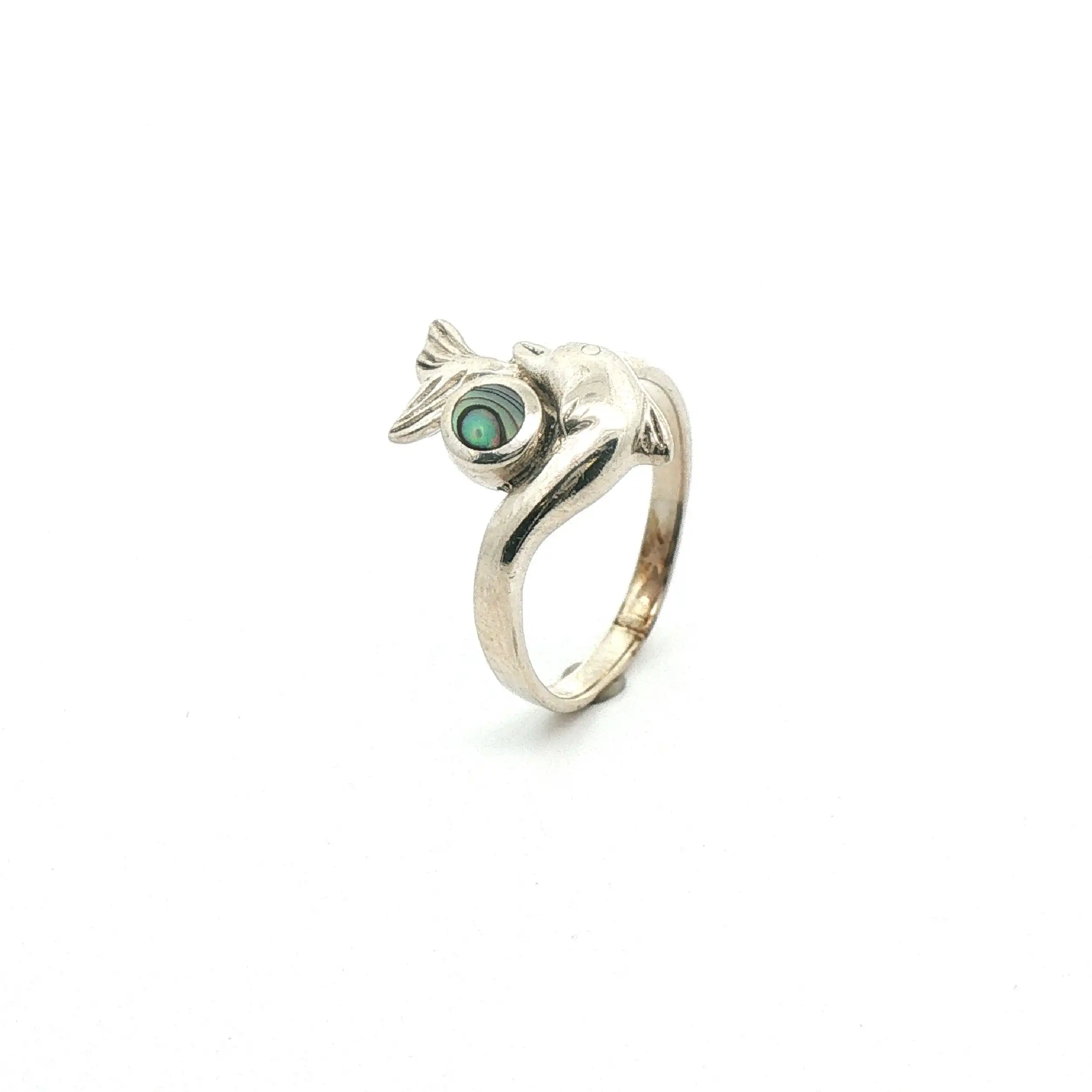 Ring Silber Delphin mit Farbstein