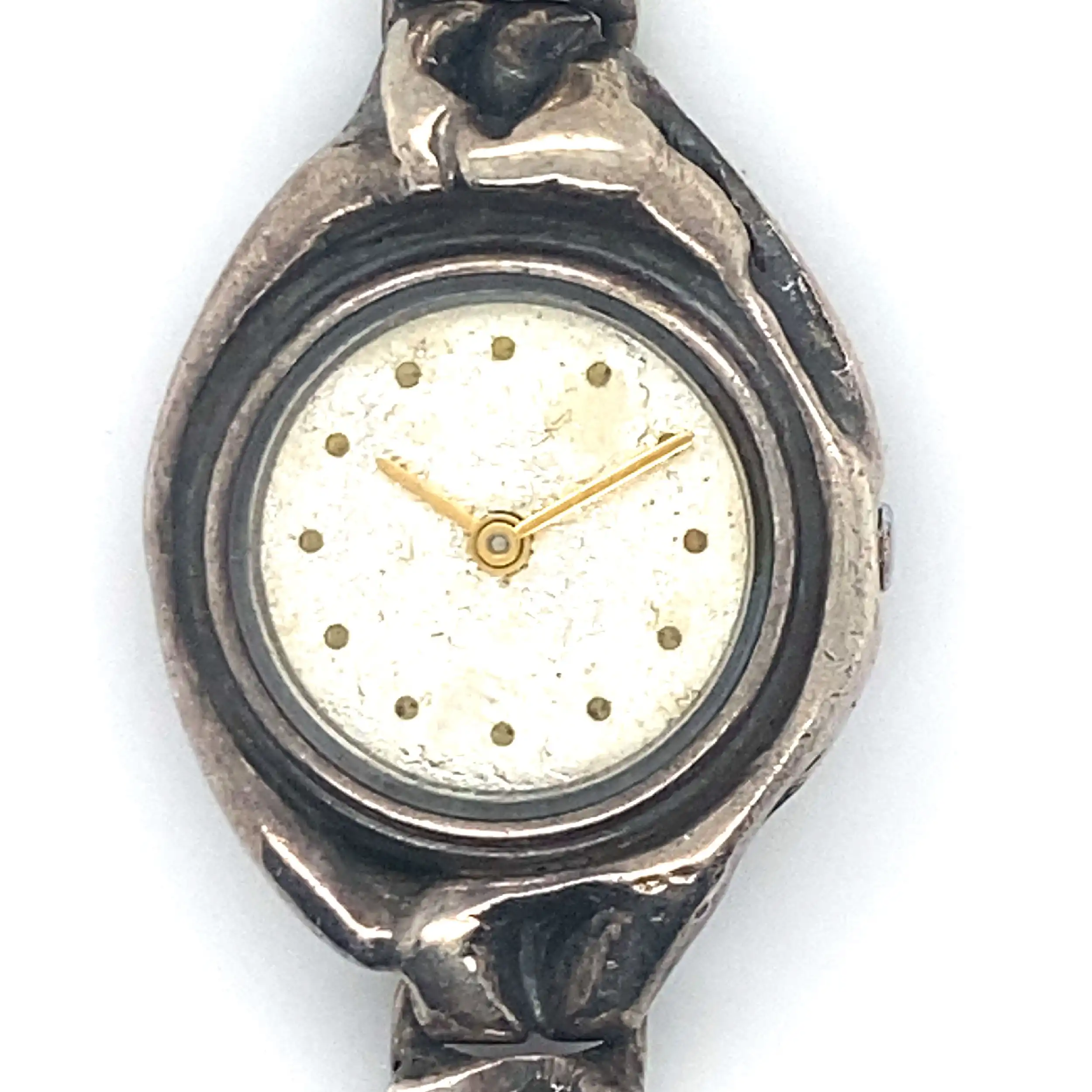Damenuhr Silber mit goldenen Elementen Damenuhr Silber mit goldenen Elementen
