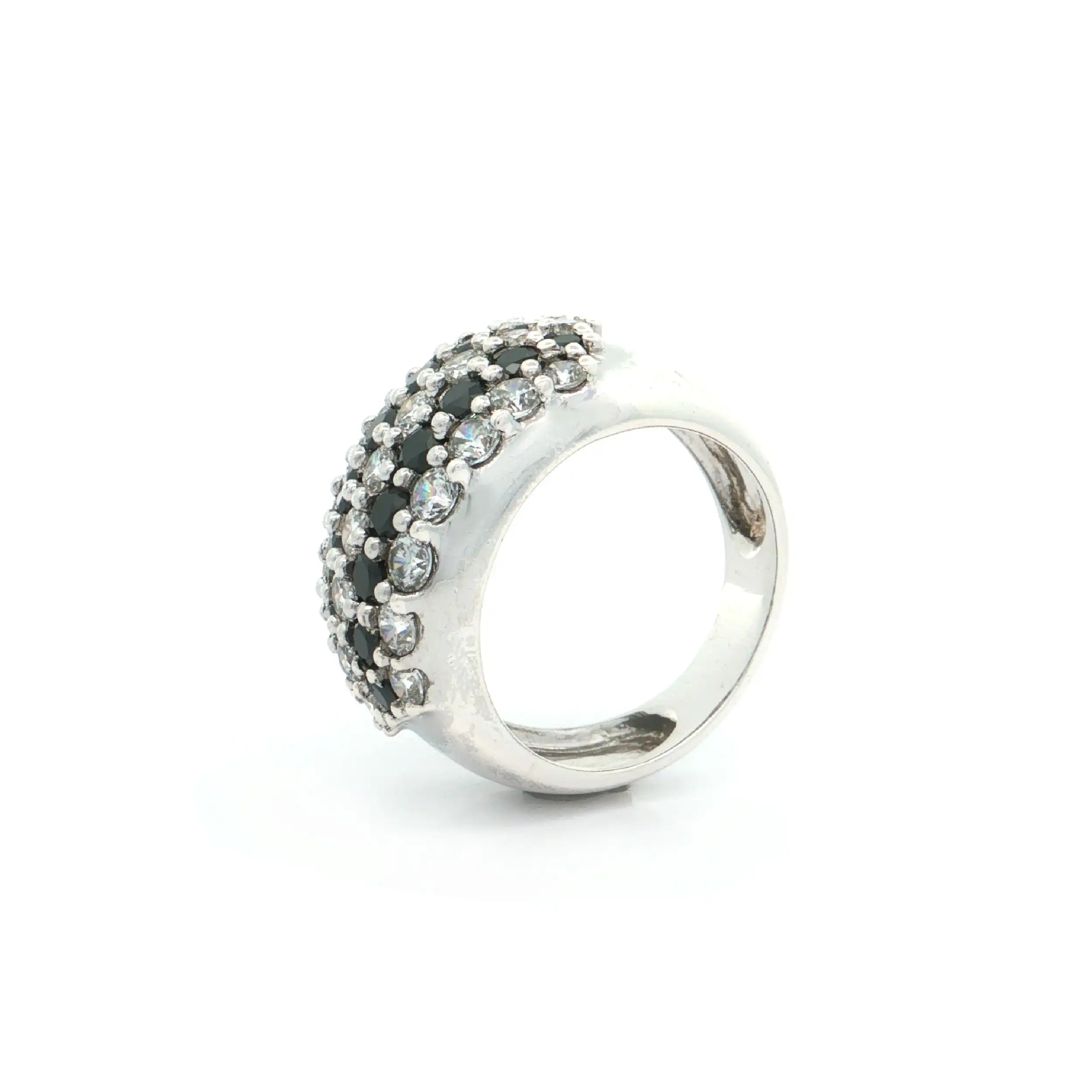Ring Silber mit schwarzen und weißen Zirkonia