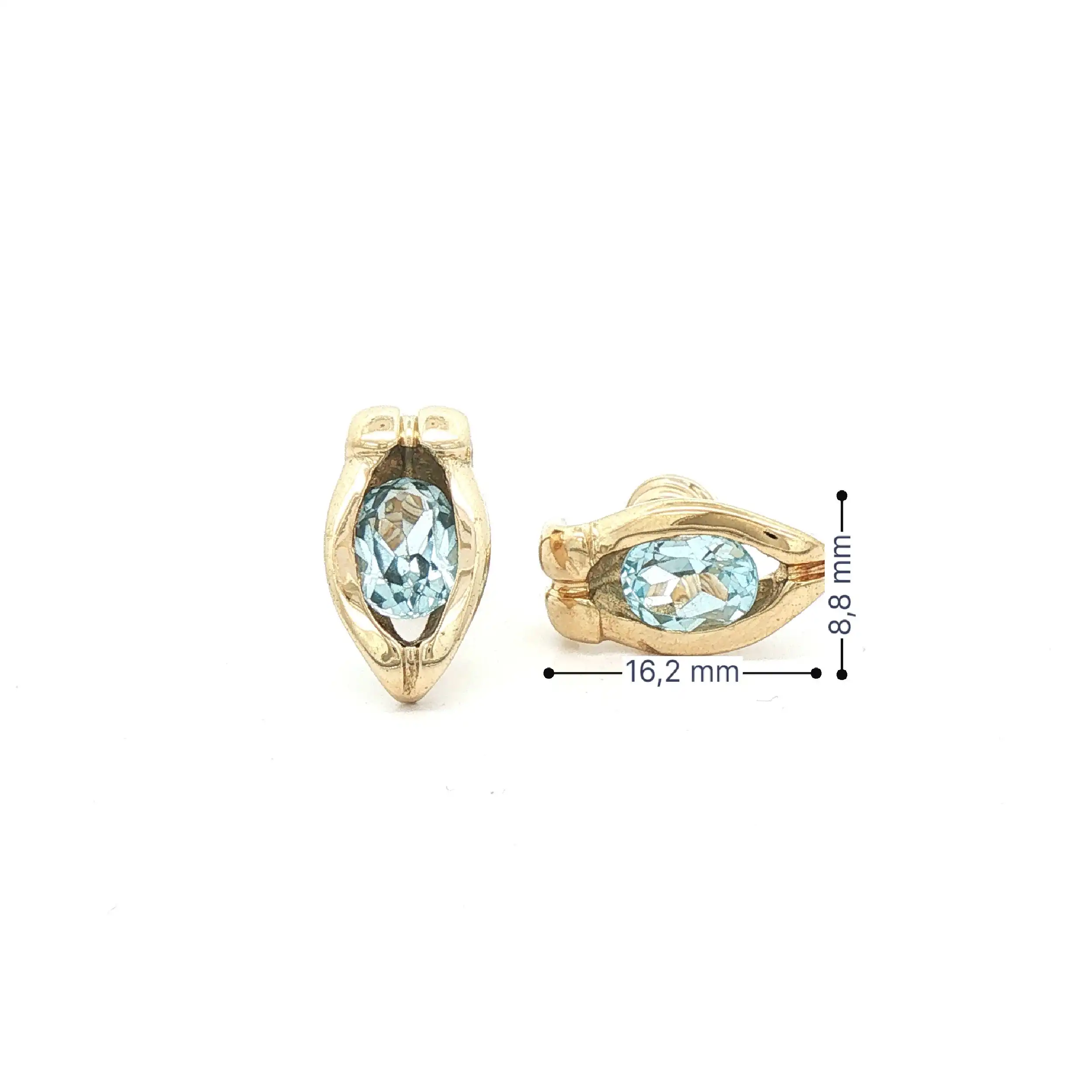 Ohrstecker Gelbgold mit Blau-Topas
