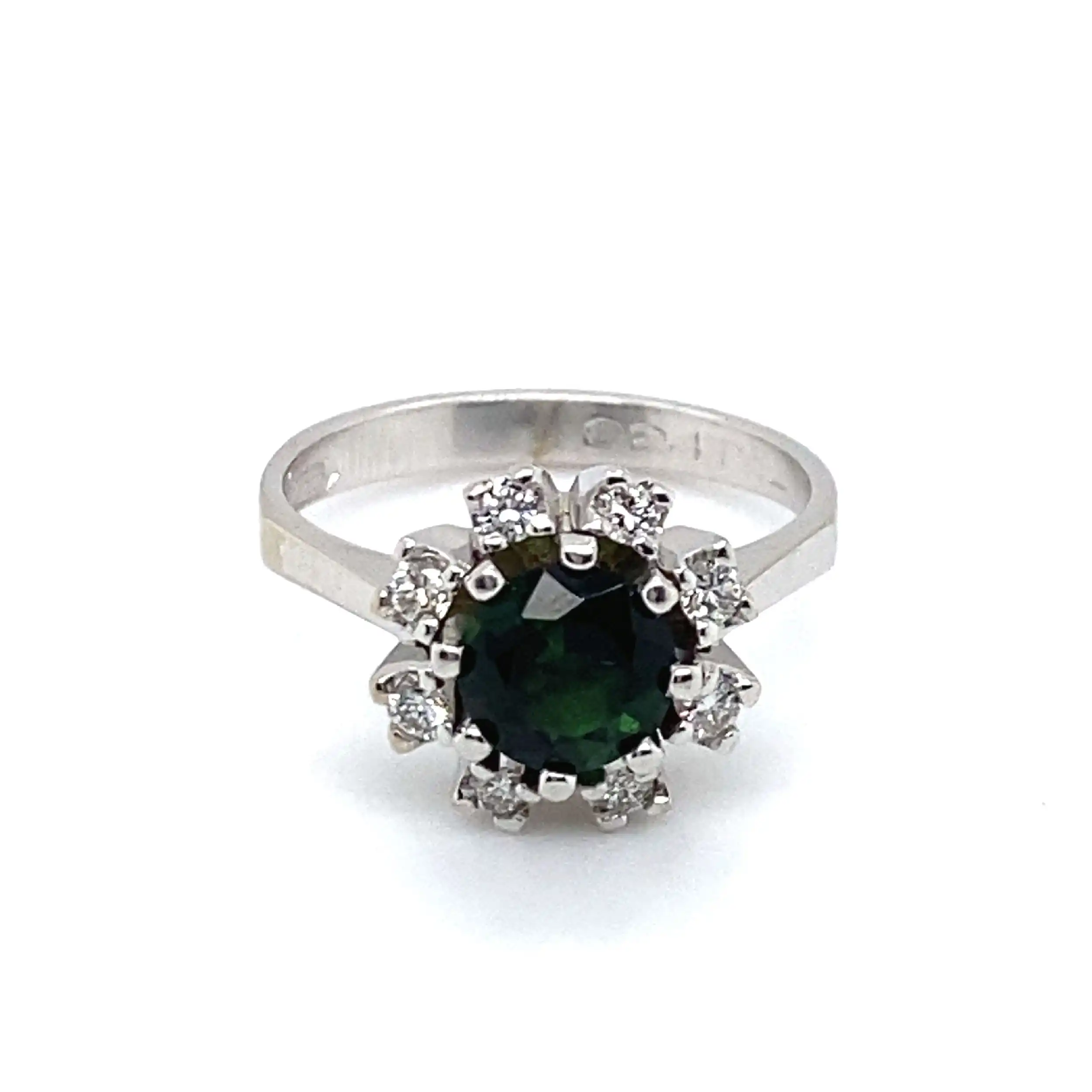 Ring Weißgold mit 8 Brillanten und Turmalin Ring Weißgold mit 8 Brillanten und Turmalin