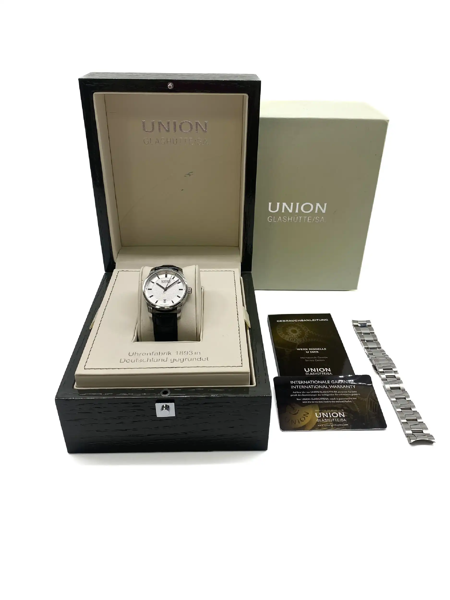Damenuhr Union Glashütte Seris Date Referenz D004.407A Full Set mit Stahlband