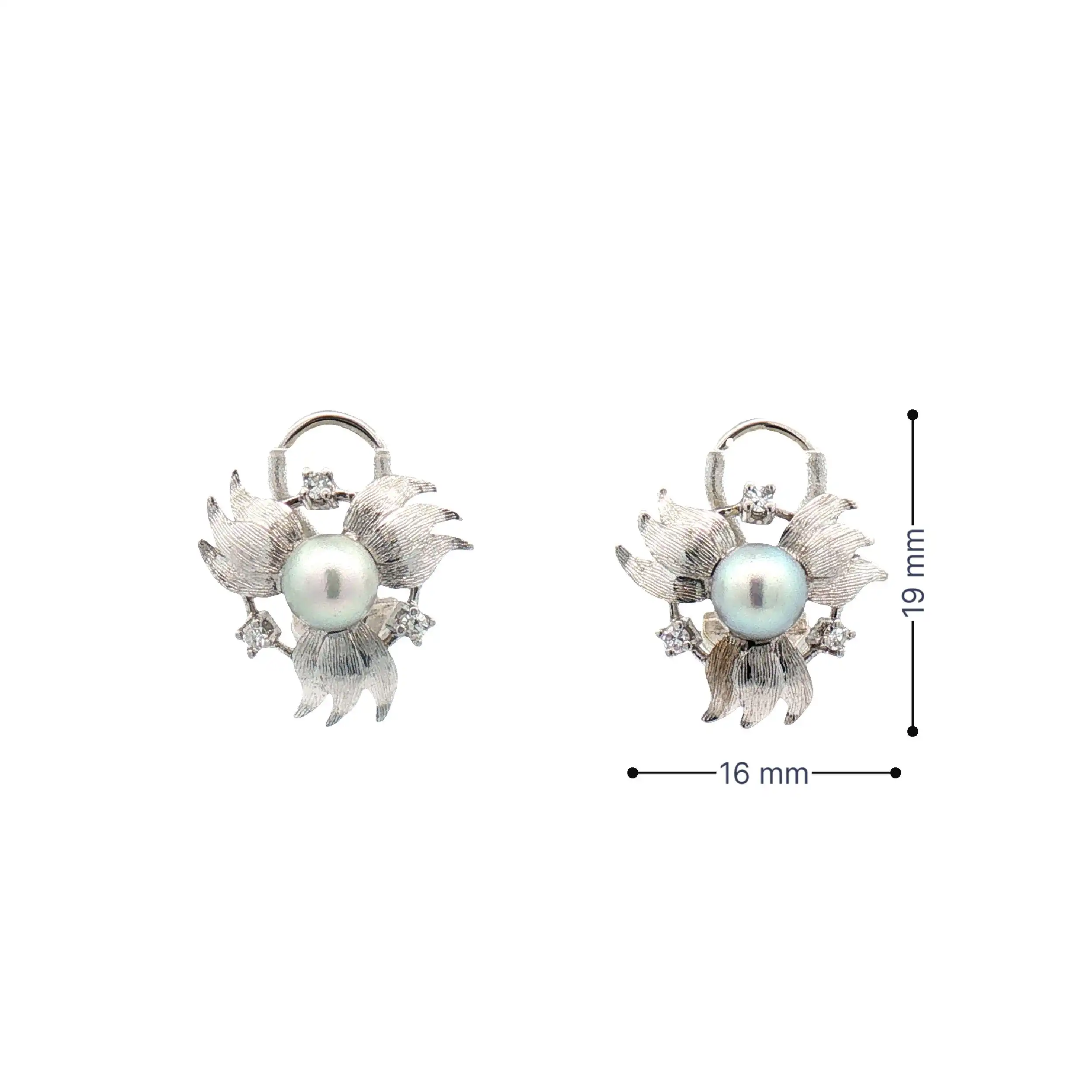 Ohrclips Weißgold mit Perle und Diamanten Ohrclips Weißgold mit Perle und Diamanten