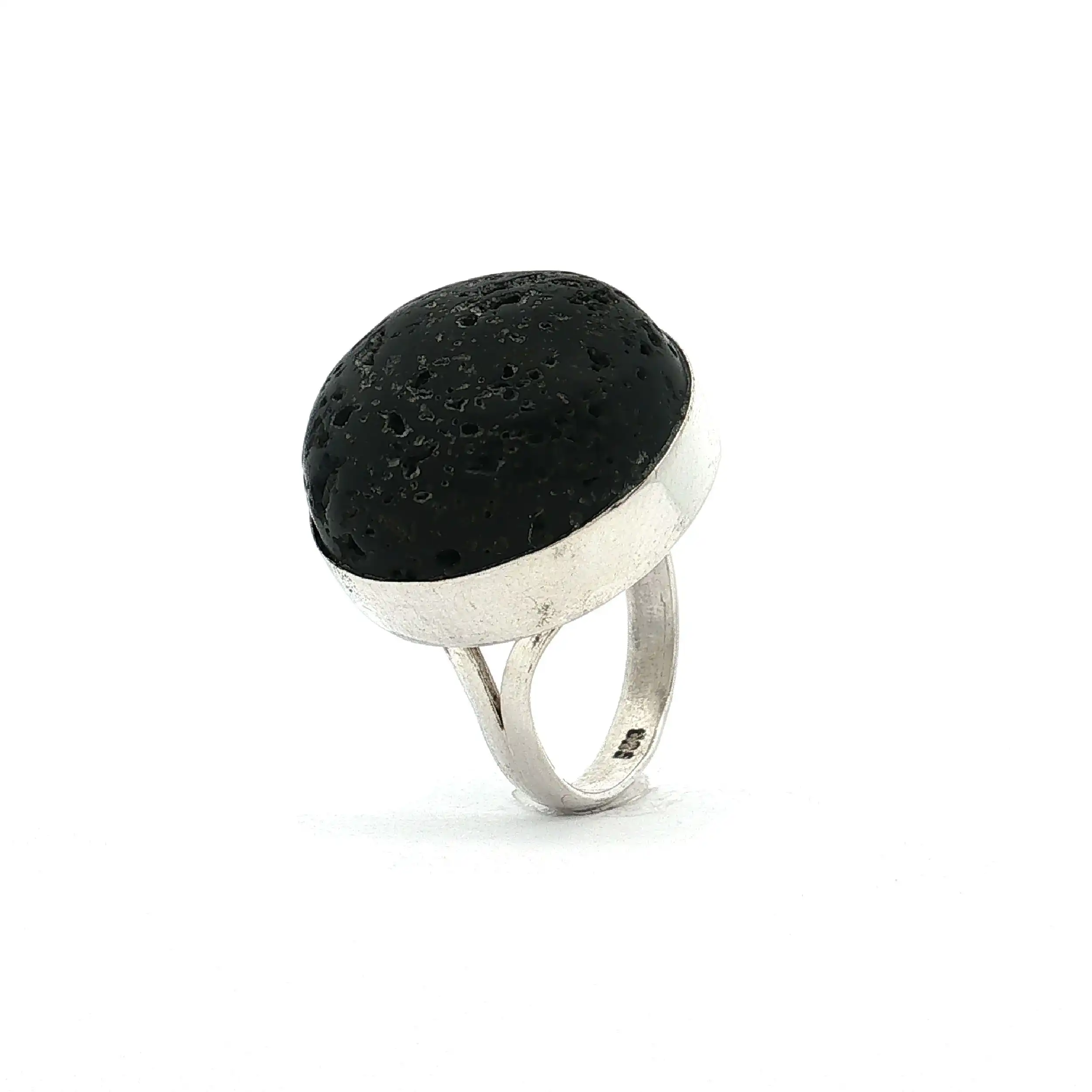 Ring Silber mit schwarzem Lava Stein Ring Silber mit schwarzem Lava Stein