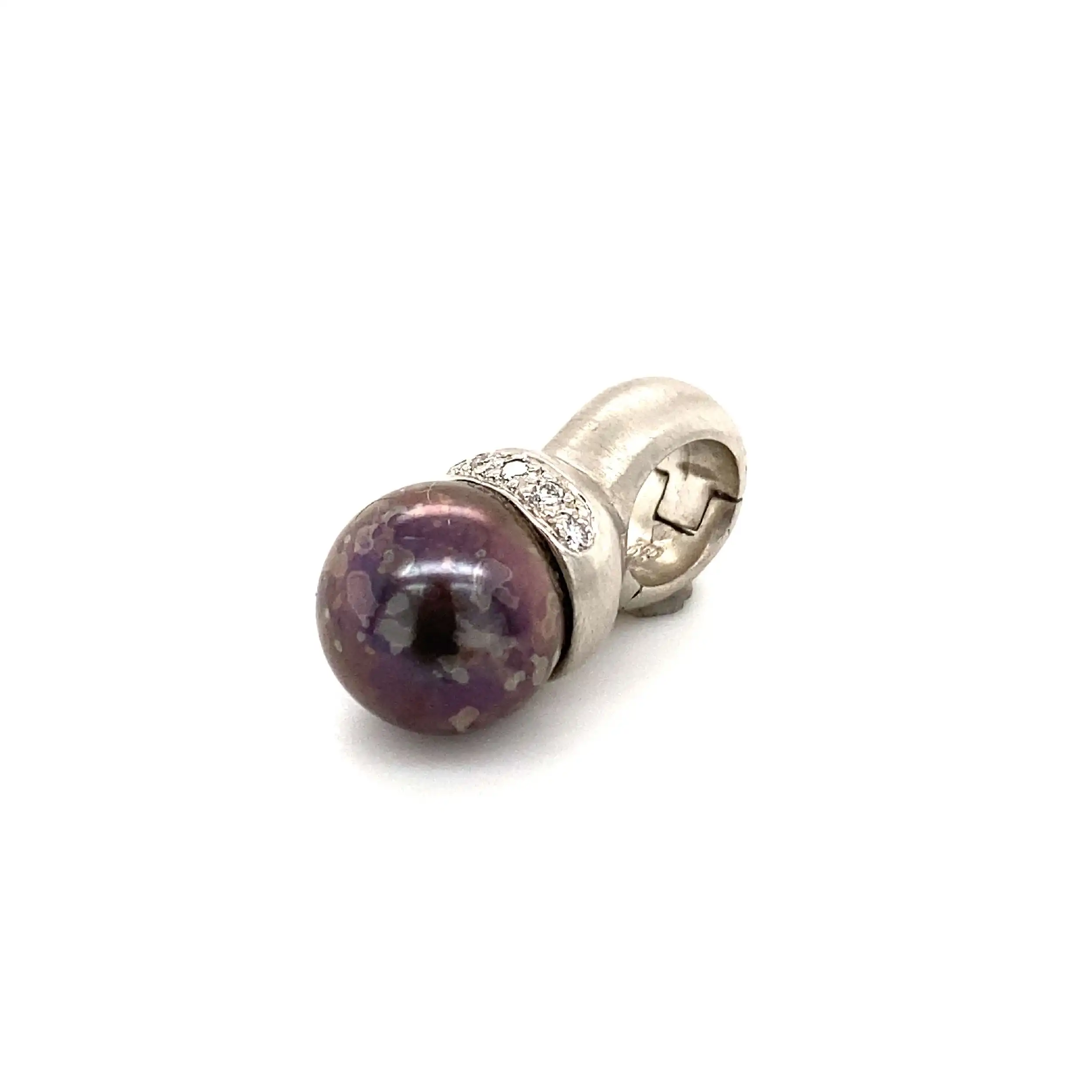 Anhänger/Clip Weißgold mit grauer Perle & Brillanten, graviert mit 0,05ct.