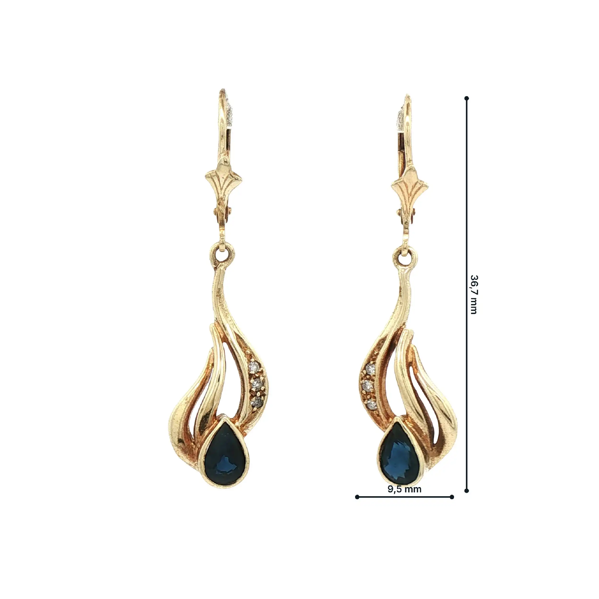 Ohrhänger Gelbgold mit Saphir und Diamanten Ohrhänger Gelbgold mit Saphir und Diamanten