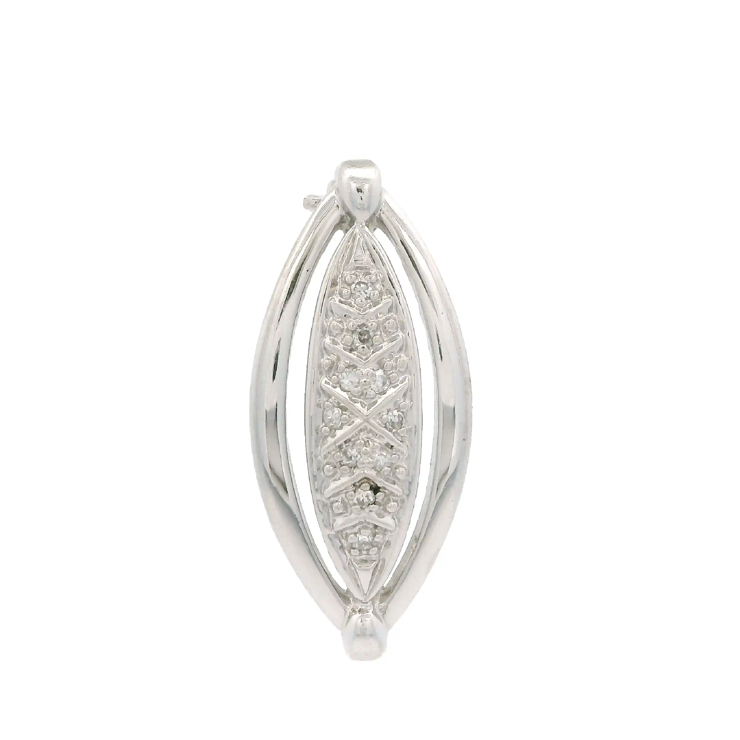 Brosche Weißgold mit Diamanten, graviert mit 0,07ct. Brosche Weißgold mit Diamanten, graviert mit 0,07ct.